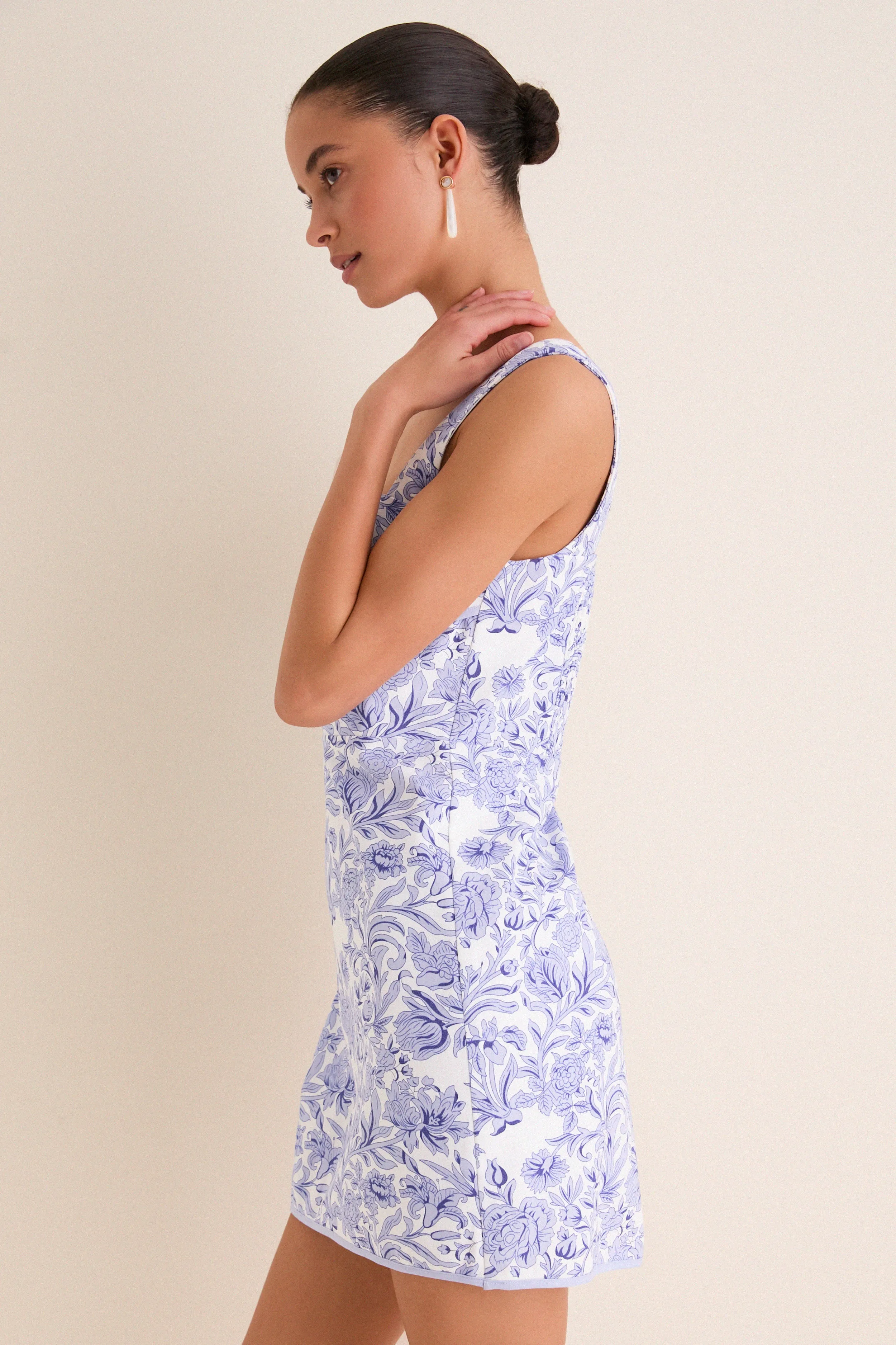 Blue French Floral Laura Mini Dress sold by Hyacinth House product image thumbnail 4