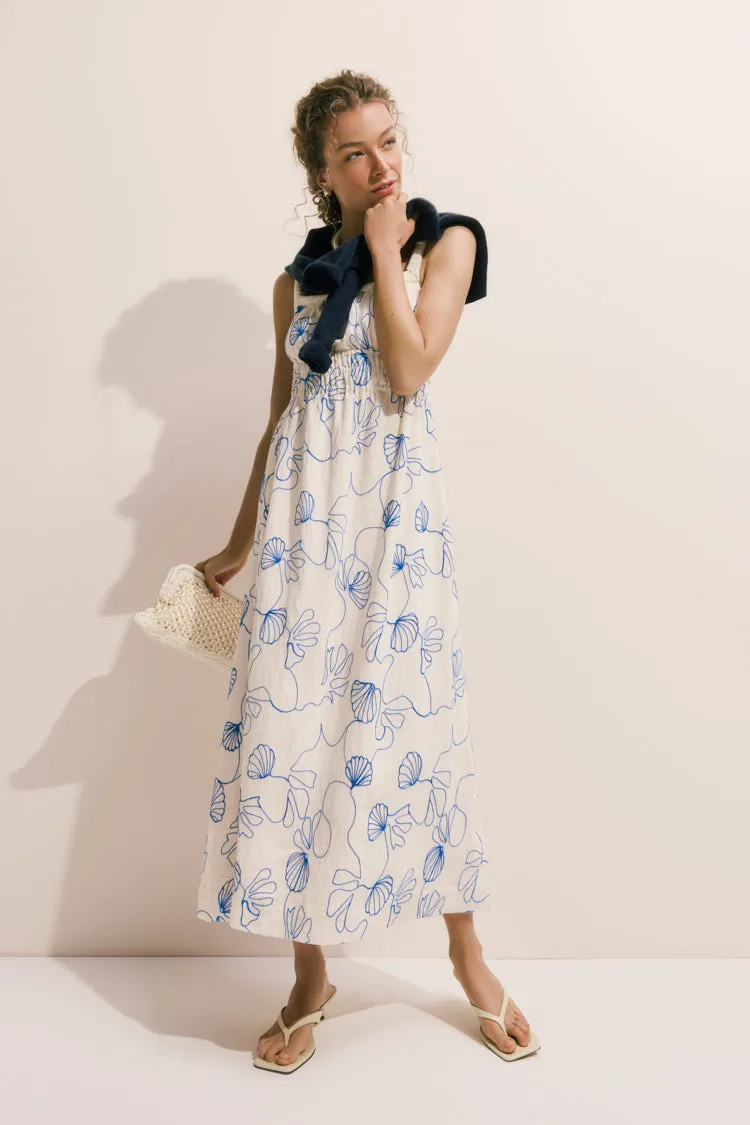 Cream & Royal Blue Embroidered Beverly Maxi Dress sold by Hyacinth House product image thumbnail 2