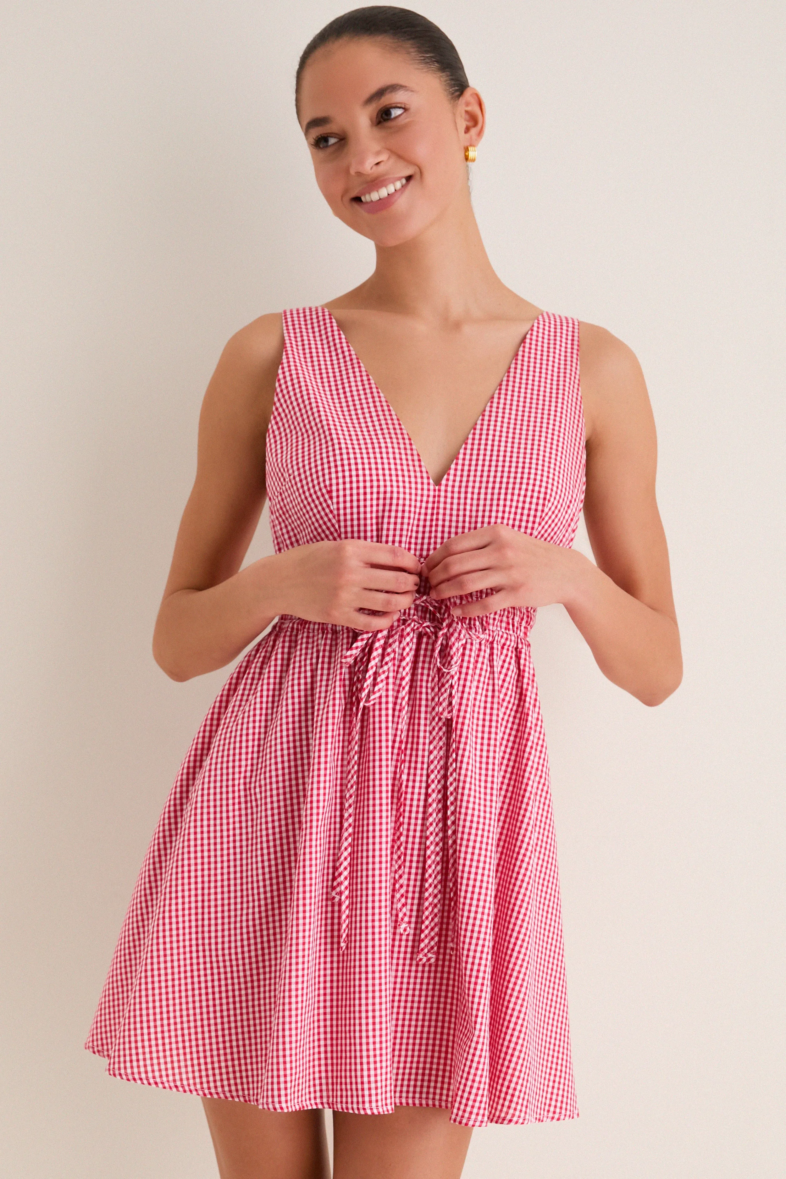 Red Gingham Tessa Mini Dress sold by Hyacinth House
