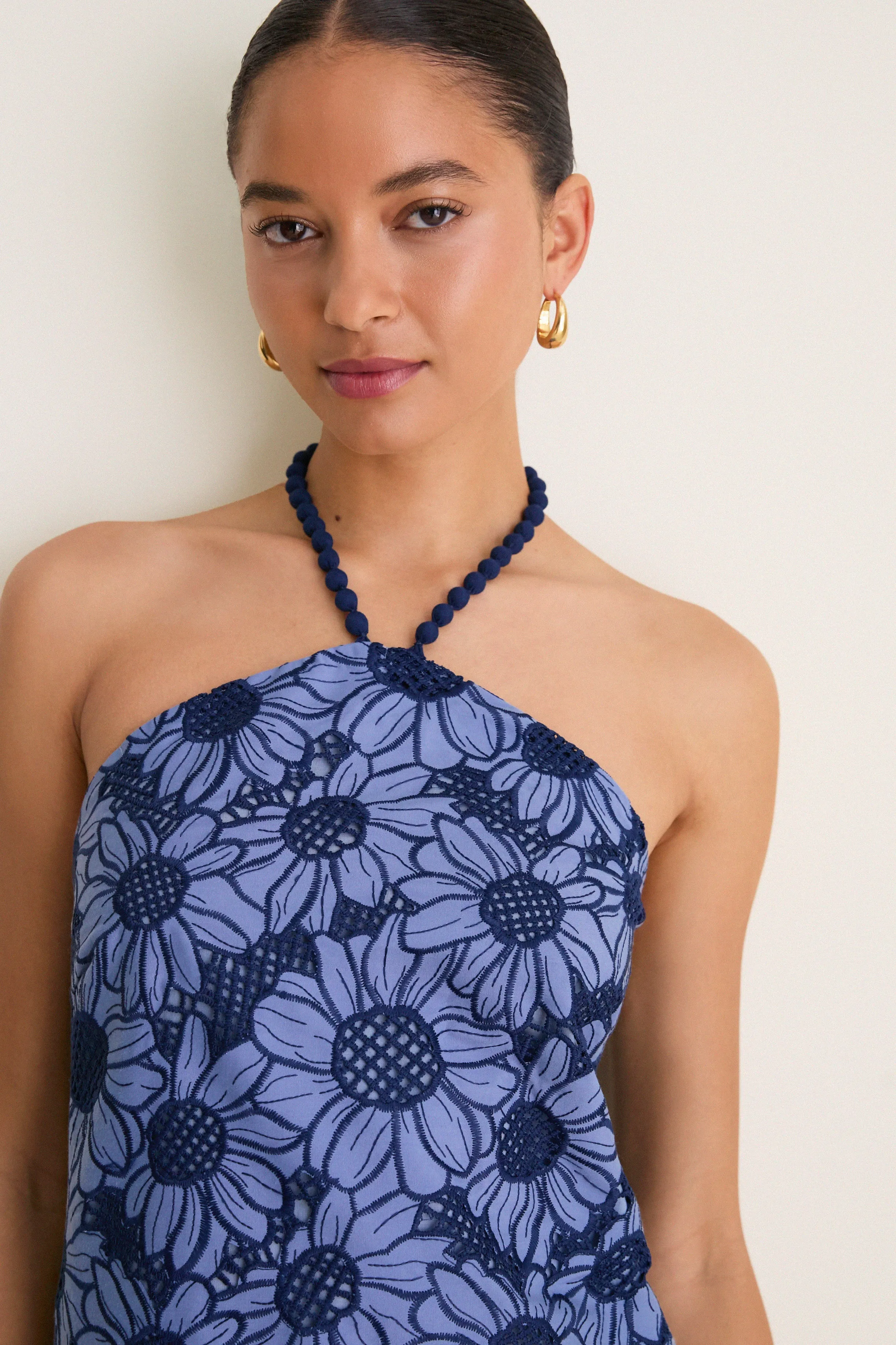 Navy & Slate Sunflower Eyelet Helen Mini Dress sold by Hyacinth House product image thumbnail 2