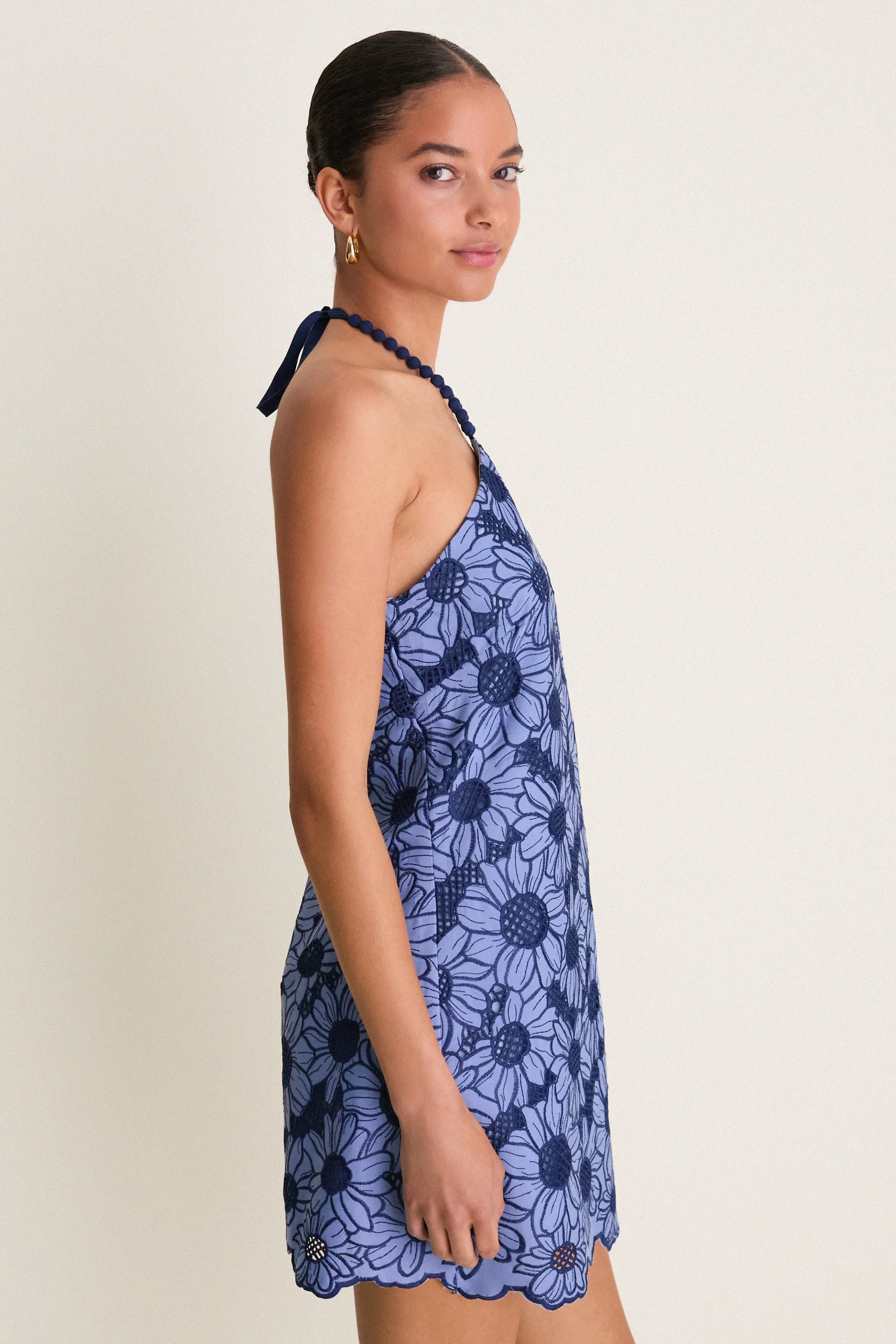 Navy & Slate Sunflower Eyelet Helen Mini Dress sold by Hyacinth House product image thumbnail 4