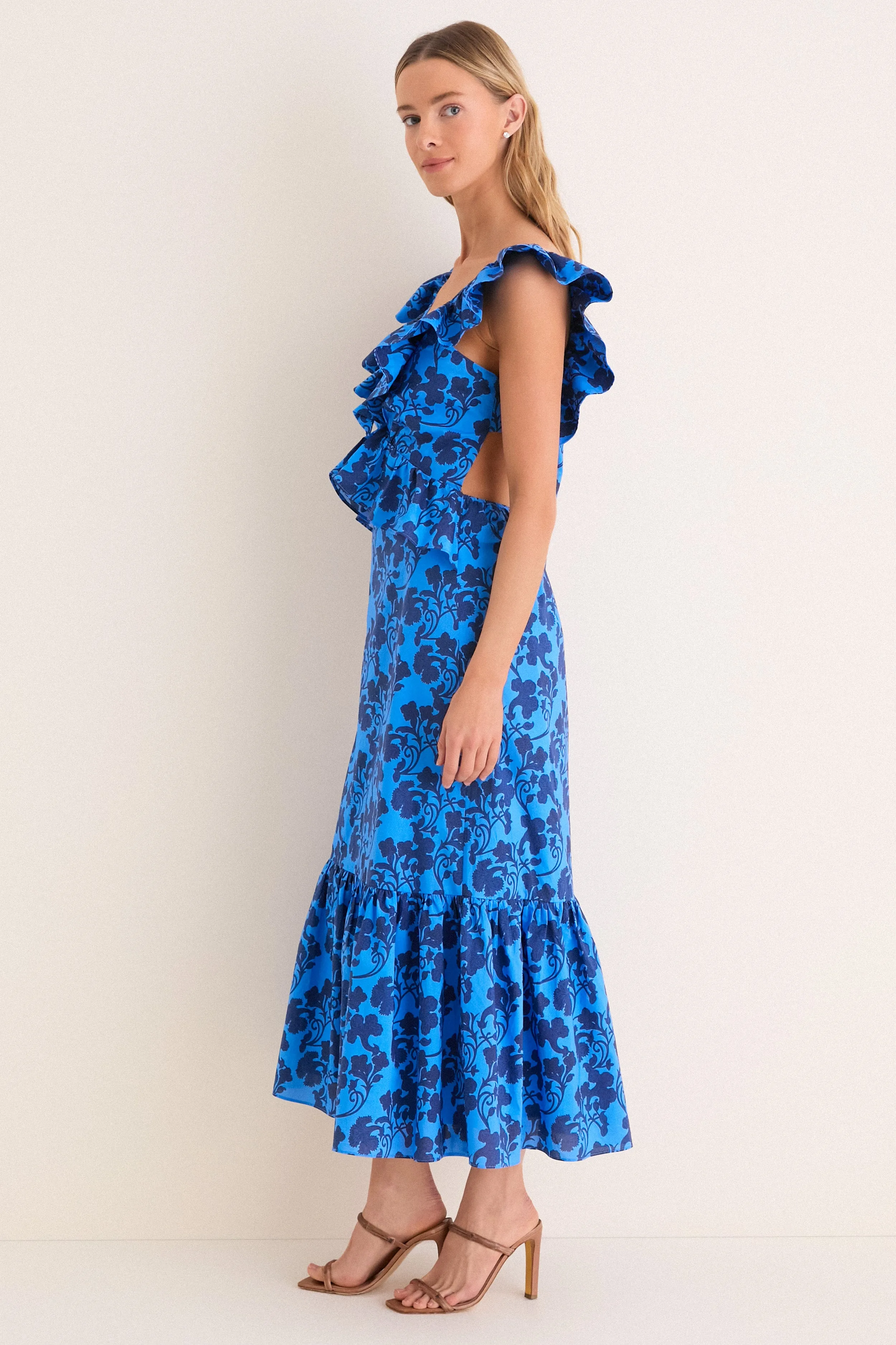 Navy & Cornflower Blue Vines Amelia Maxi Dress sold by Hyacinth House product image thumbnail 4