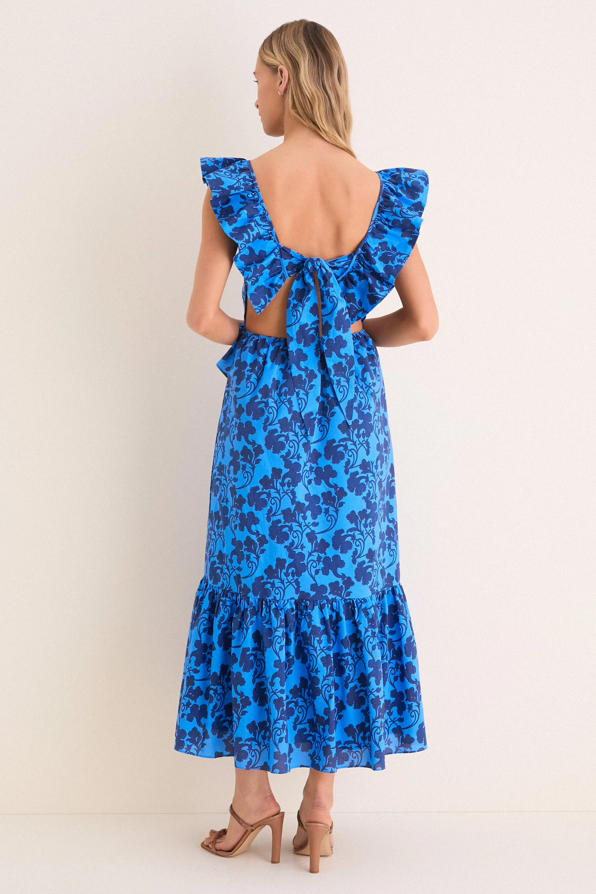 Navy & Cornflower Blue Vines Amelia Maxi Dress sold by Hyacinth House product image thumbnail 5