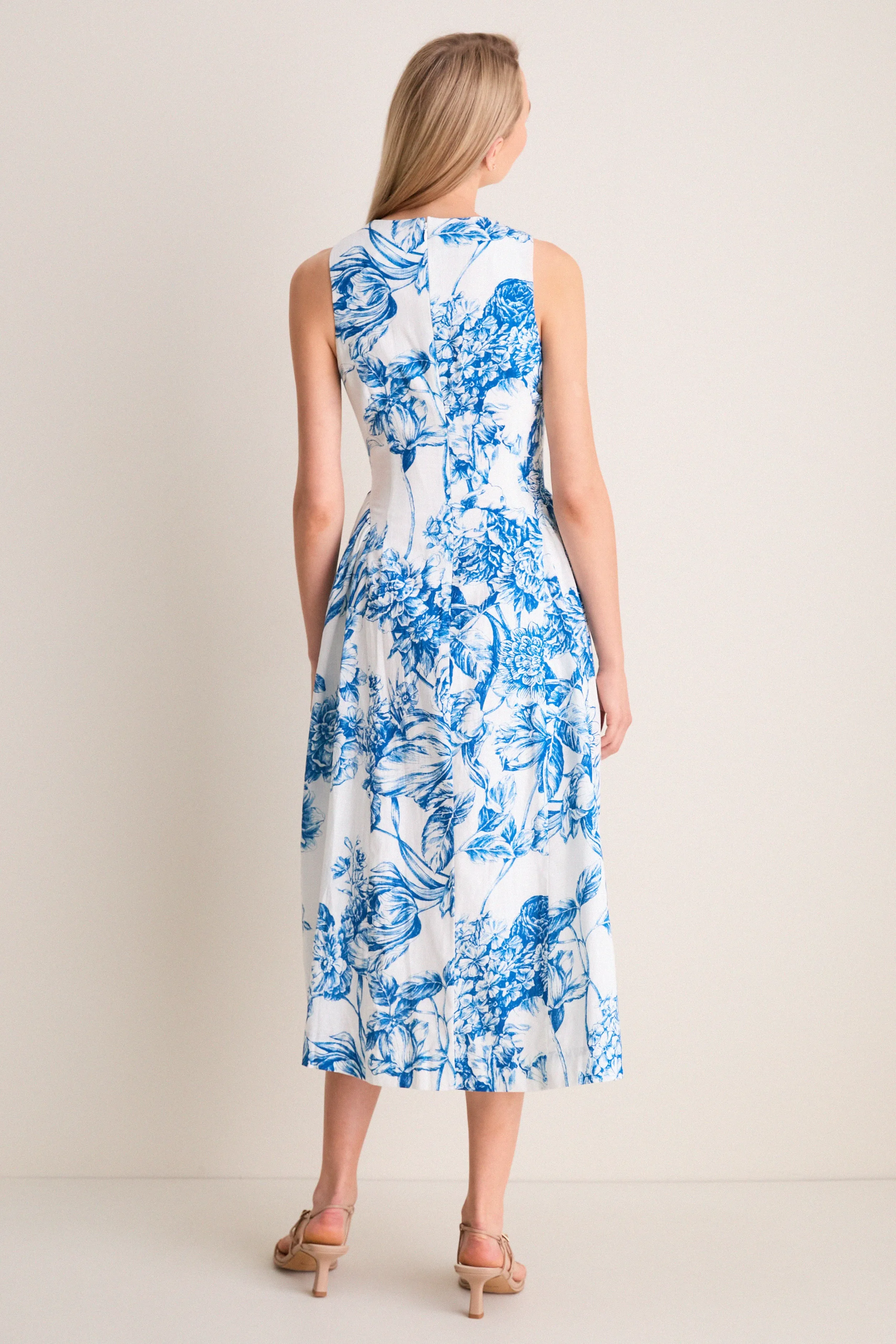 Blue & White Blooms Floral Posey Midi Dress sold by Hyacinth House product image thumbnail 4