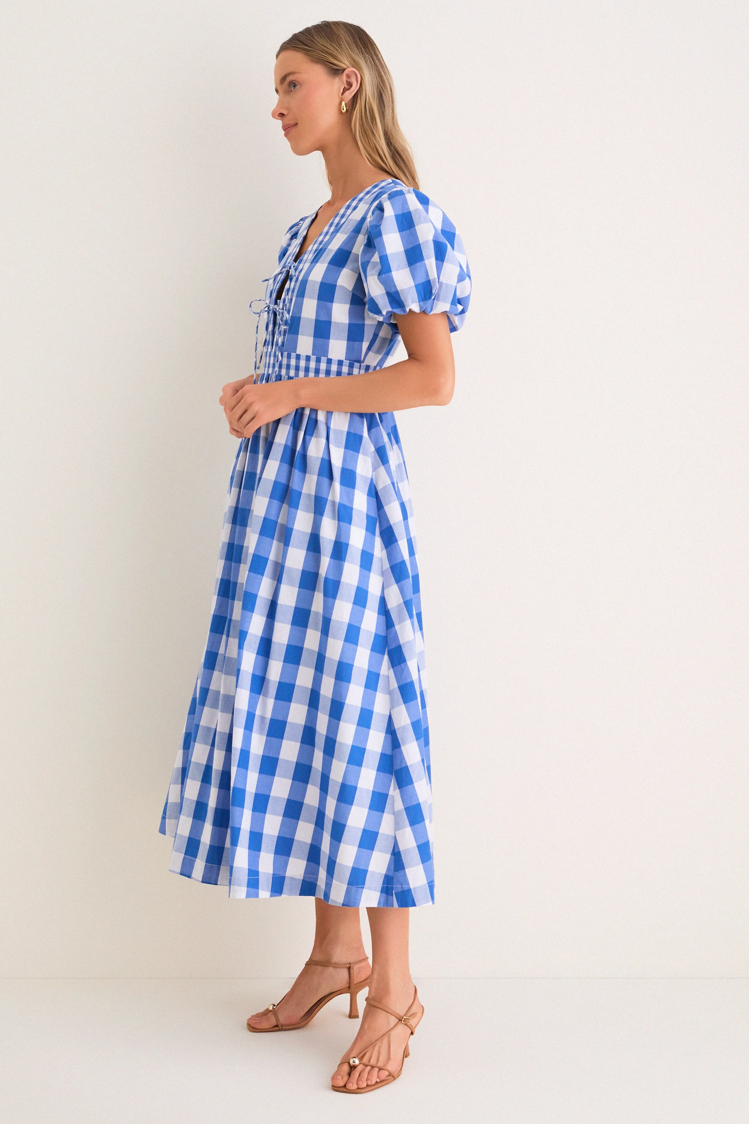 Blue Gingham Prim Maxi Dress sold by Hyacinth House product image thumbnail 4