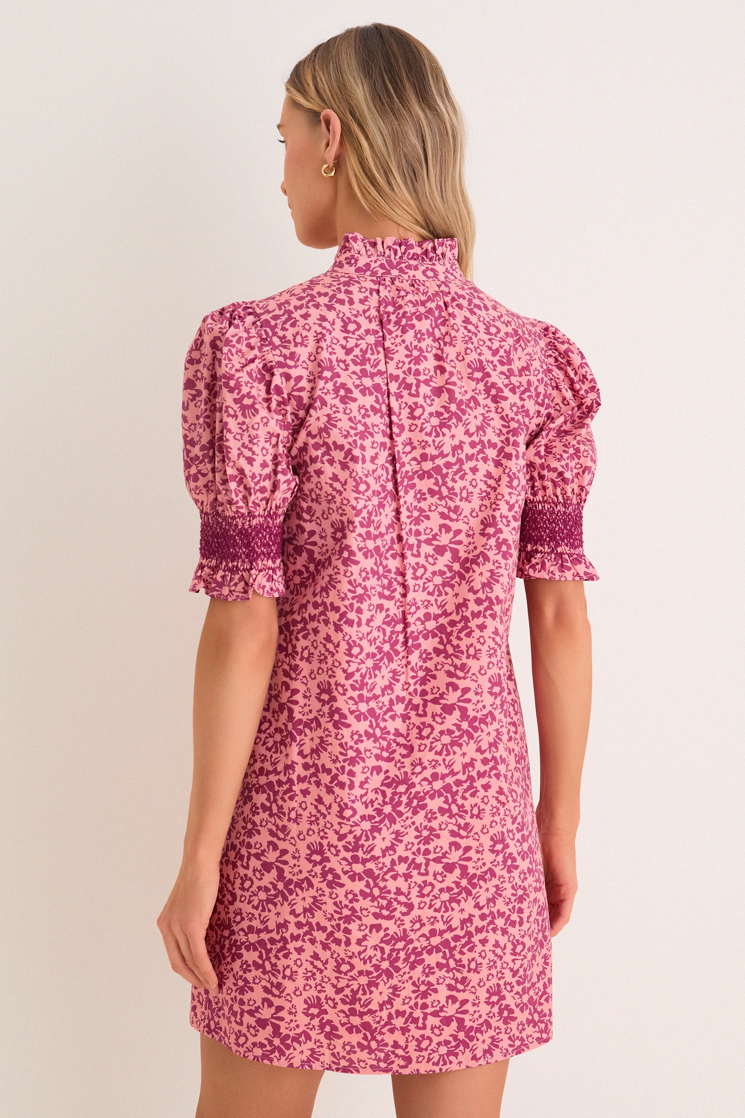 Pink & Maroon Ditsy Floral Lou Lou Mini Dress sold by Hyacinth House product image thumbnail 4