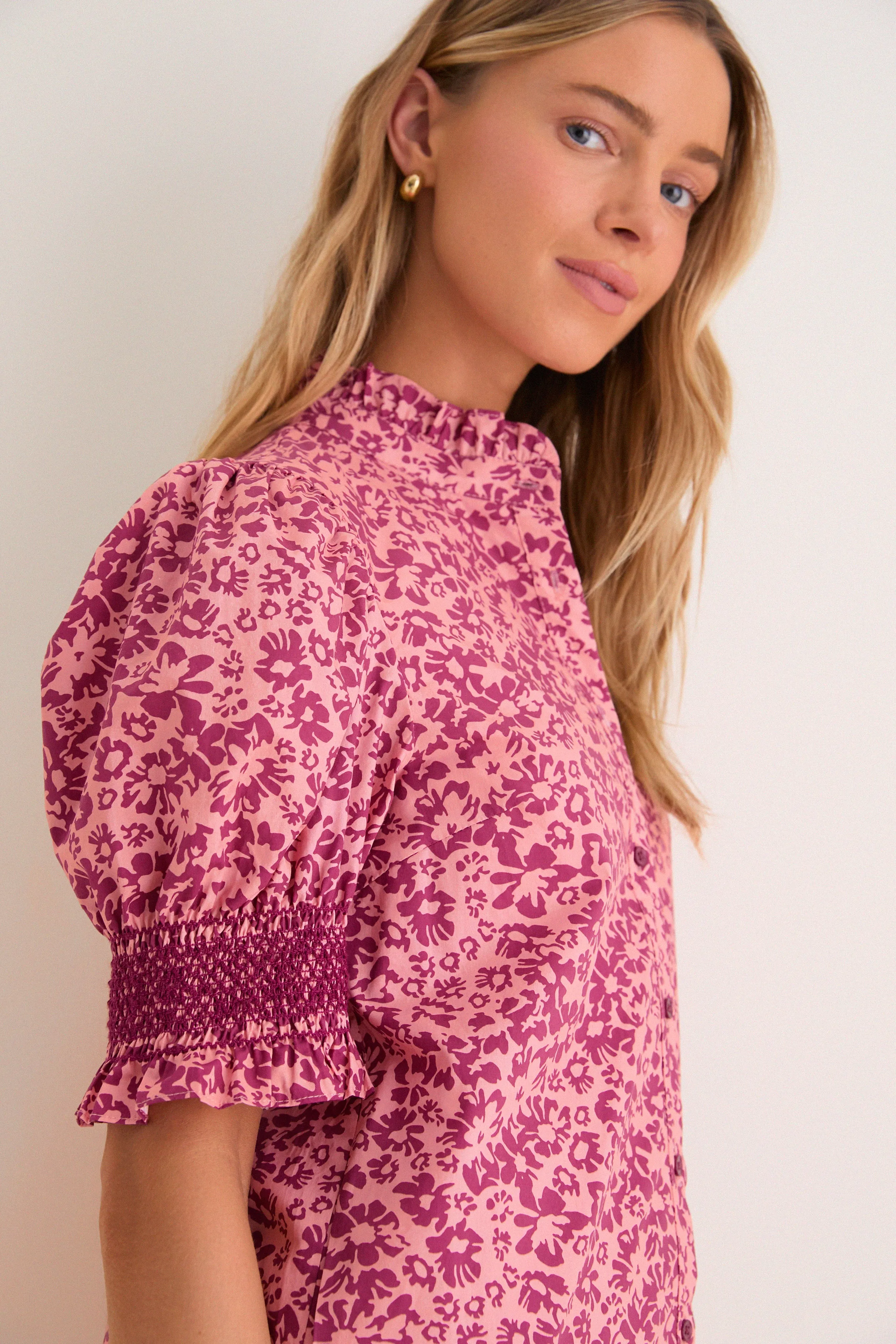 Pink & Maroon Ditsy Floral Lou Lou Mini Dress sold by Hyacinth House product image thumbnail 5