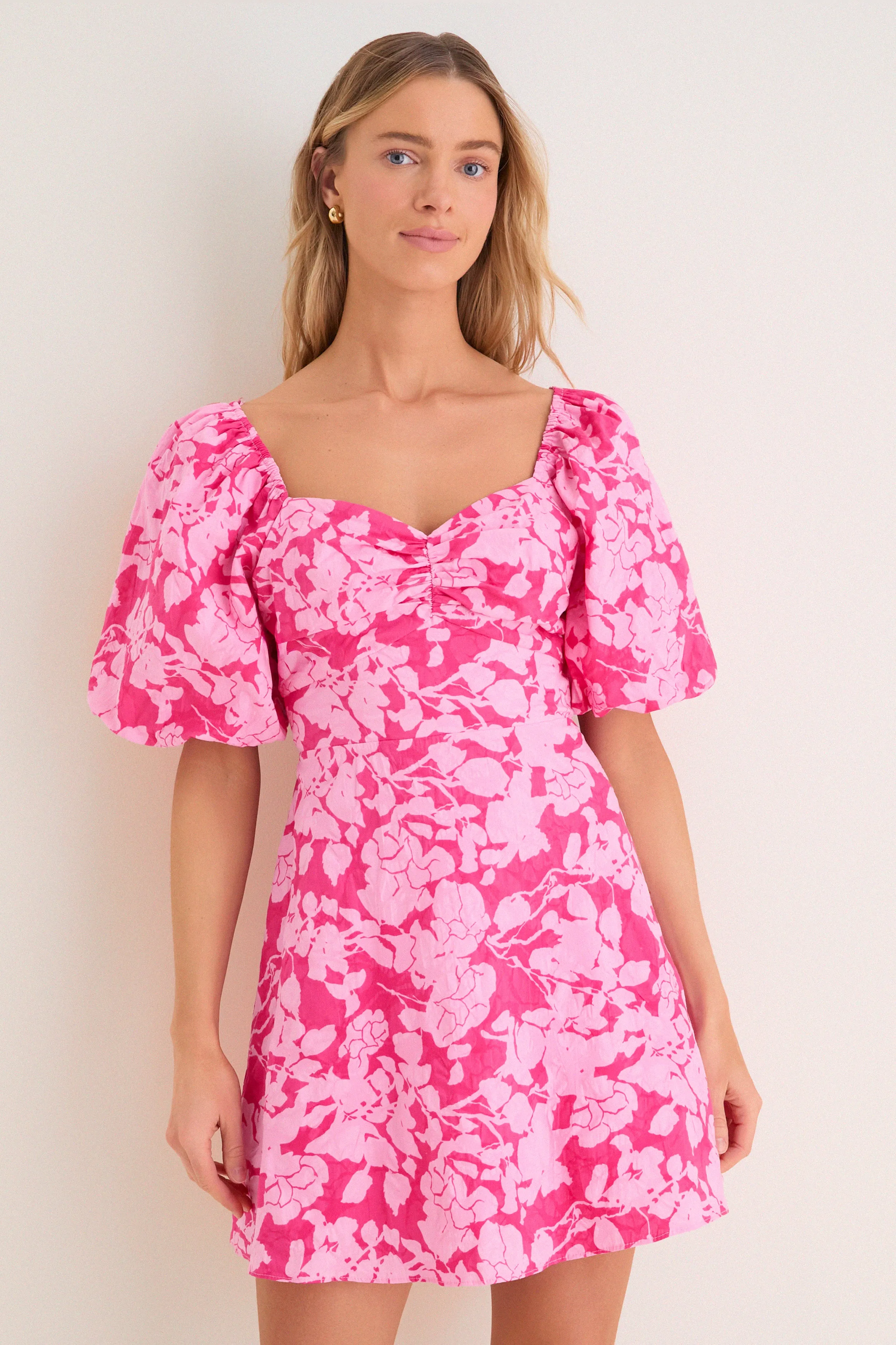 Pink Textured Floral Seaport Mini Dress sold by Hyacinth House