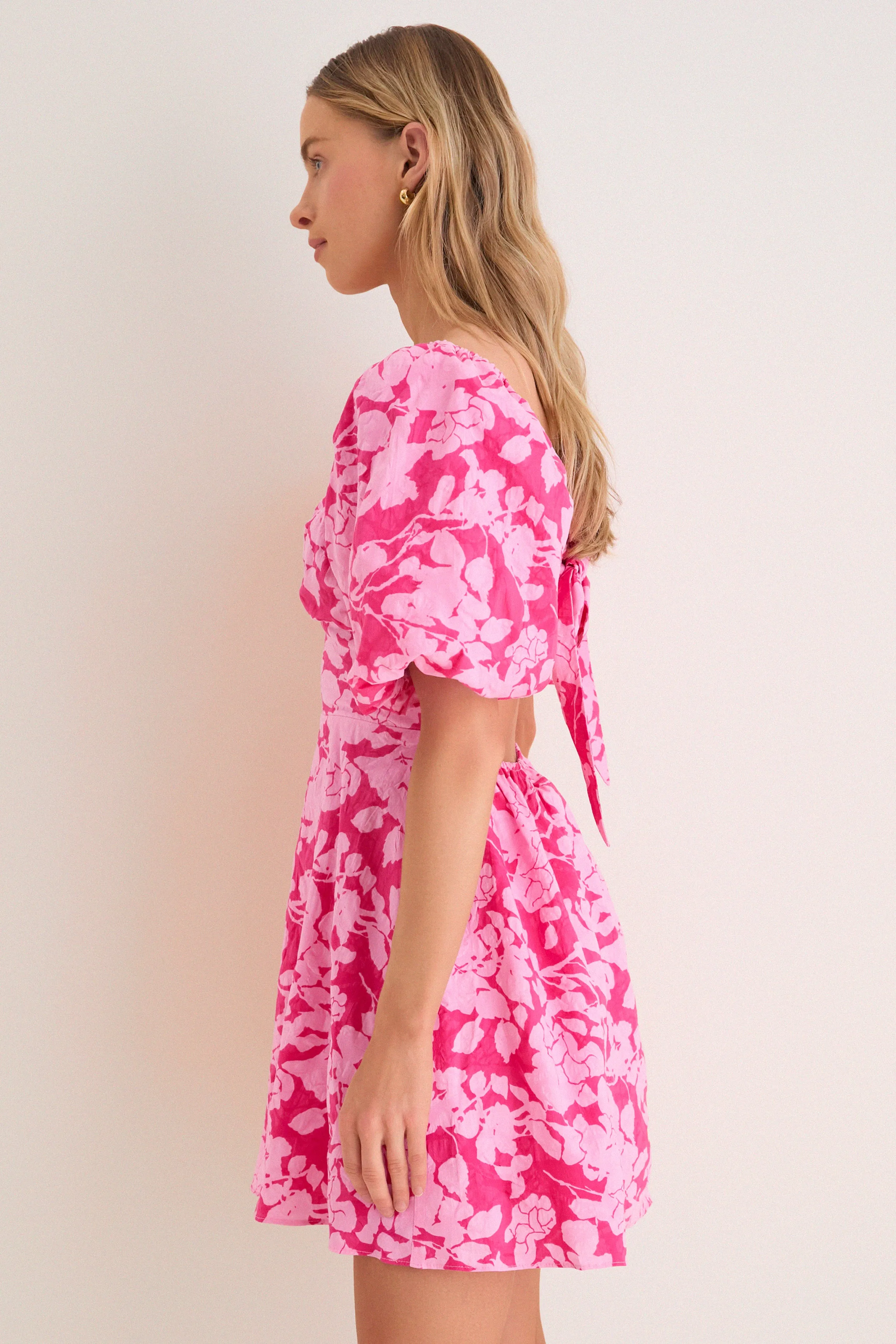 Pink Textured Floral Seaport Mini Dress sold by Hyacinth House product image thumbnail 4