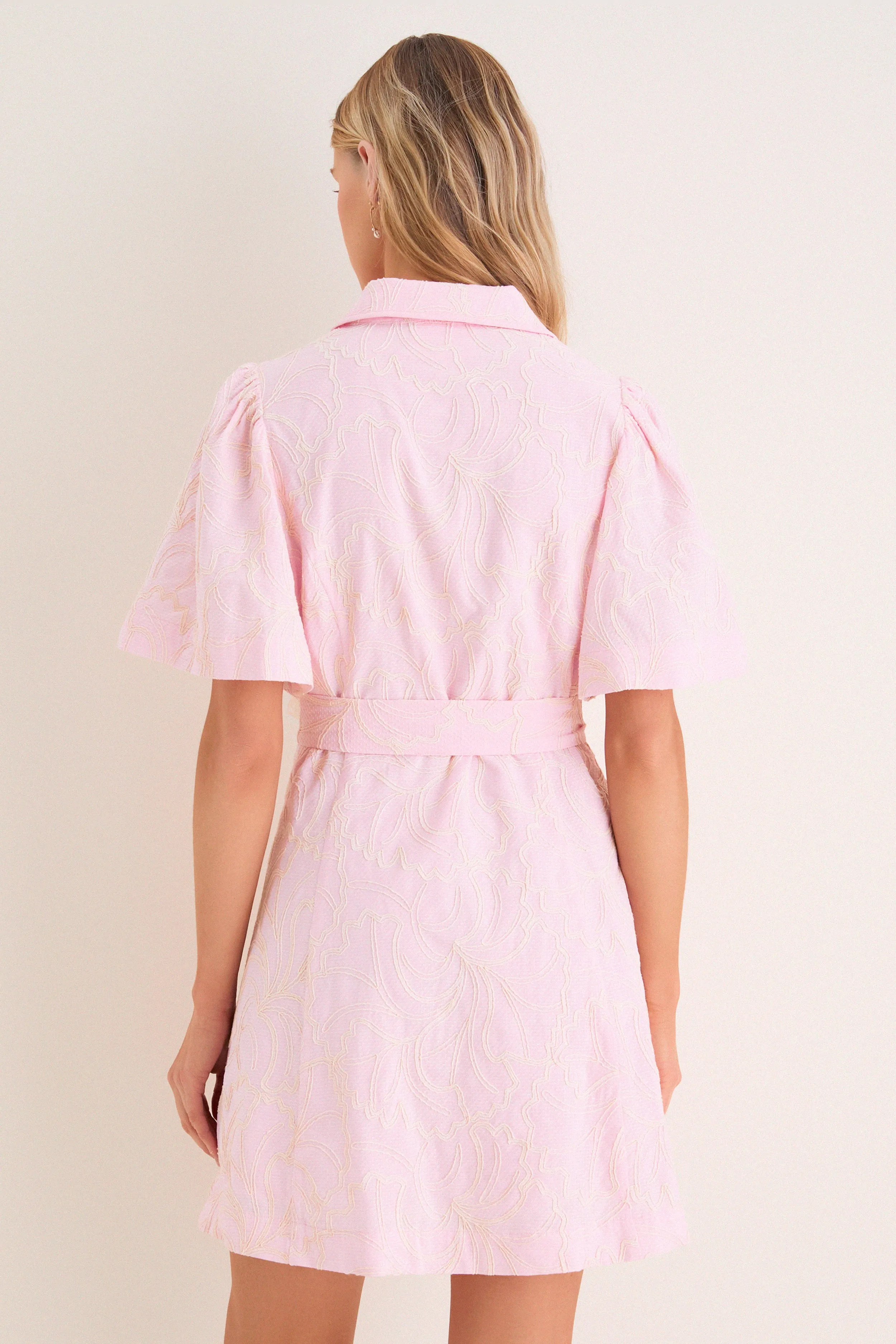 Light Pink Embroidered Gingko Leaf Peppa Mini Dress sold by Hyacinth House product image thumbnail 5