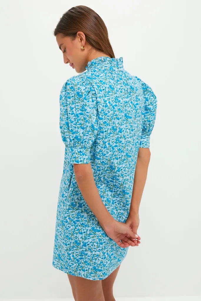 Blue Poppies Floral Ruffle Collar Louisa Mini Dress sold by Hyacinth House product image thumbnail 4