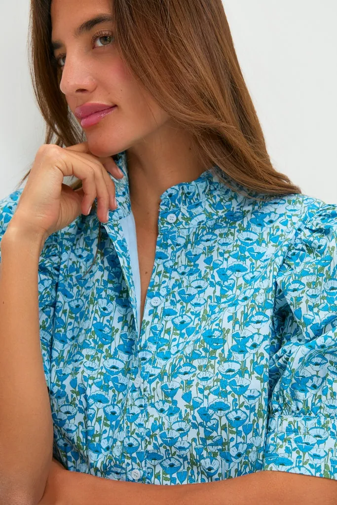 Blue Poppies Floral Ruffle Collar Louisa Mini Dress sold by Hyacinth House product image thumbnail 5