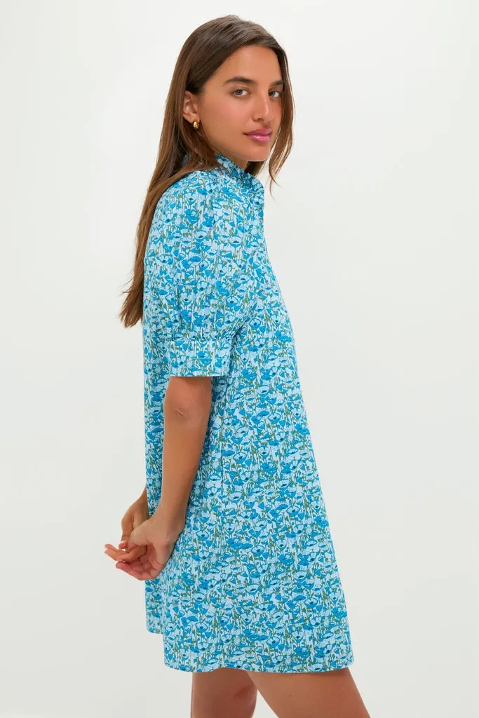 Blue Poppies Floral Ruffle Collar Louisa Mini Dress sold by Hyacinth House product image thumbnail 3