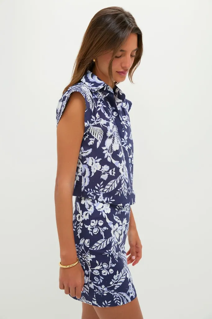 Navy Multi Floral Cropped Charlie Shirt sold by Hyacinth House product image thumbnail 4