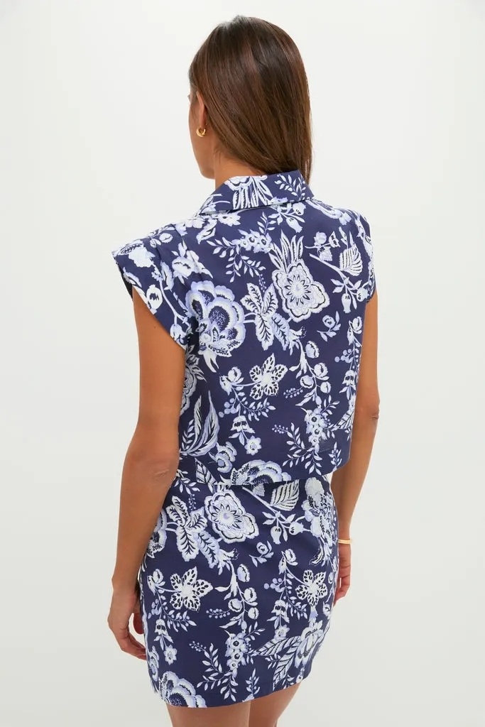 Navy Multi Floral Cropped Charlie Shirt sold by Hyacinth House product image thumbnail 5