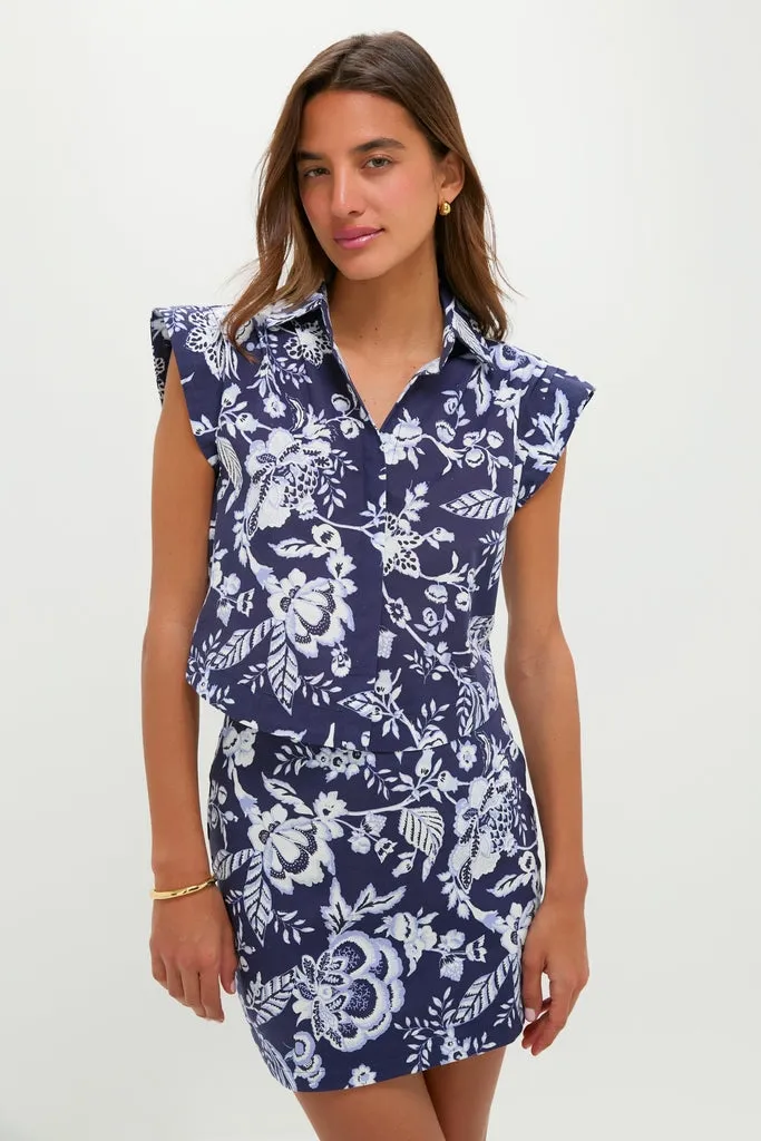 Navy Multi Floral Cropped Charlie Shirt sold by Hyacinth House