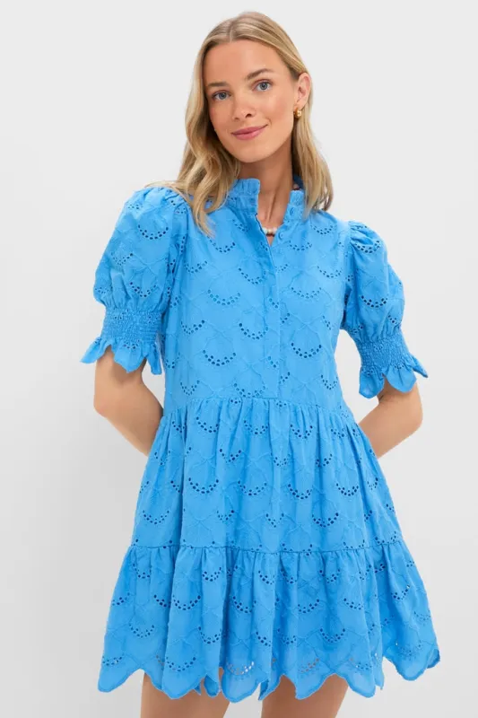 Cerulean Eyelet Bennett Mini Dress made by Hyacinth House