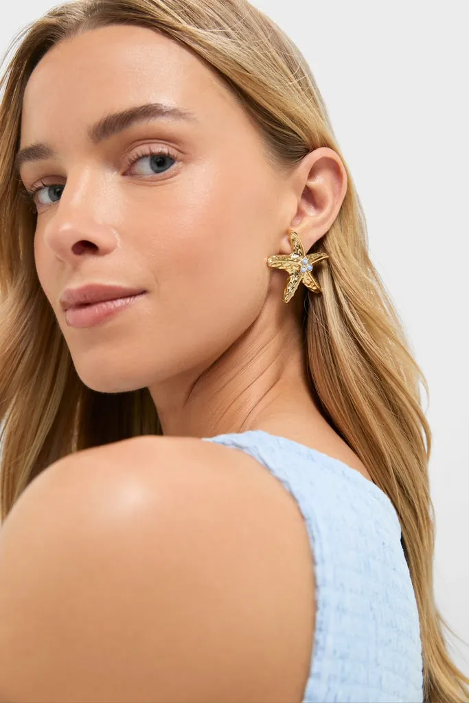 Gold & Blue Starfish Marina Earrings sold by Hyacinth House product image thumbnail 2