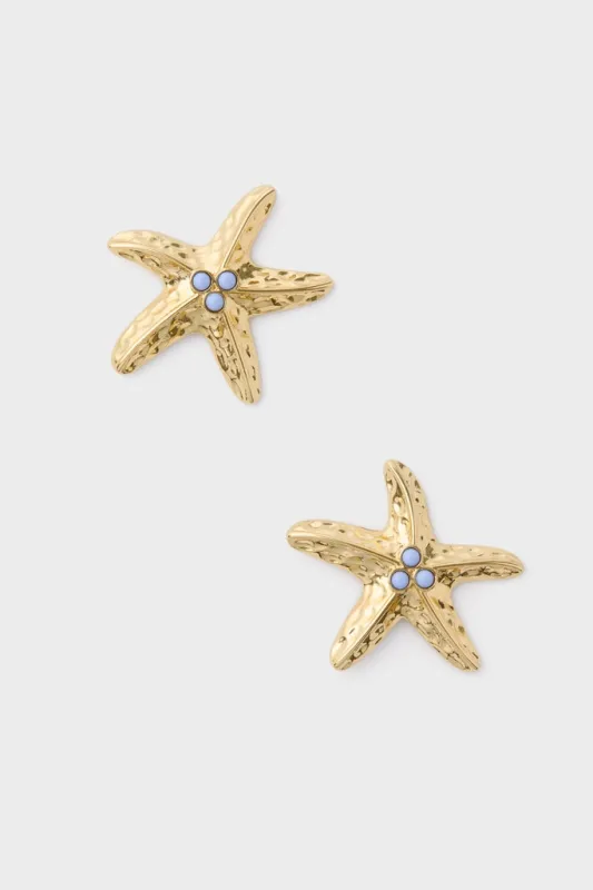 Gold & Blue Starfish Marina Earrings made by Hyacinth House