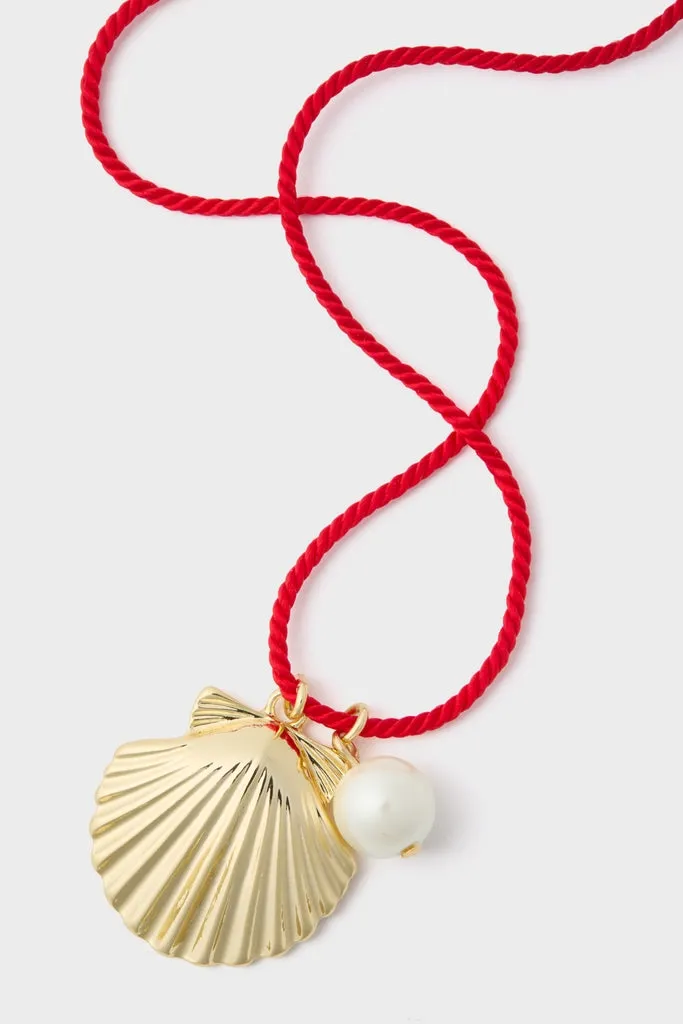 Red Cord Seashell Charm Ariel Necklace sold by Hyacinth House product image thumbnail 4