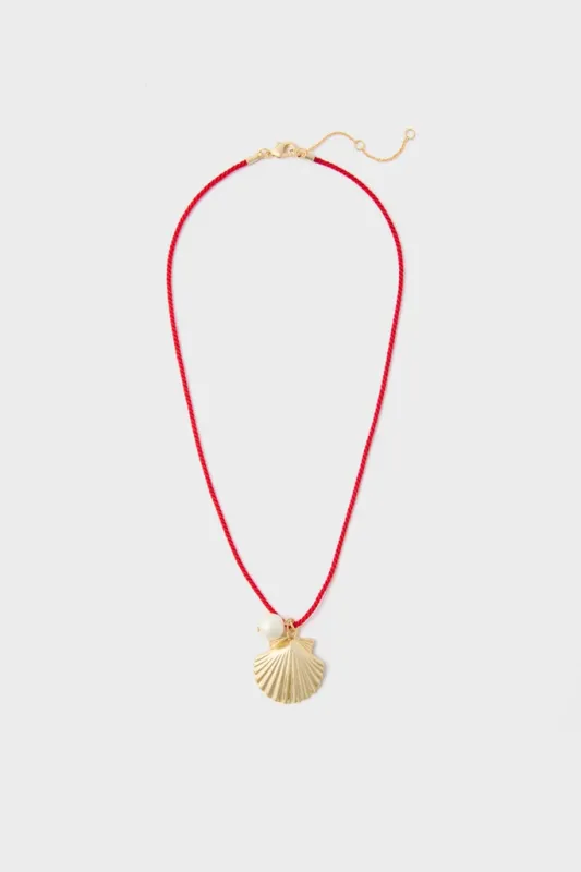 Red Cord Seashell Charm Ariel Necklace made by Hyacinth House