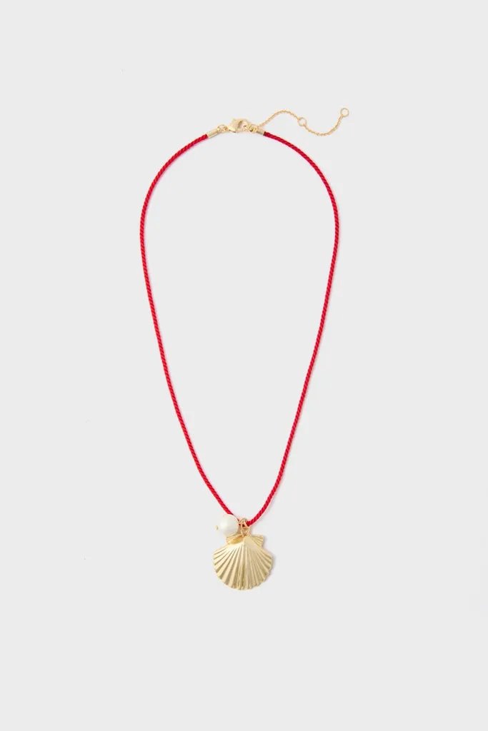 Red Cord Seashell Charm Ariel Necklace sold by Hyacinth House