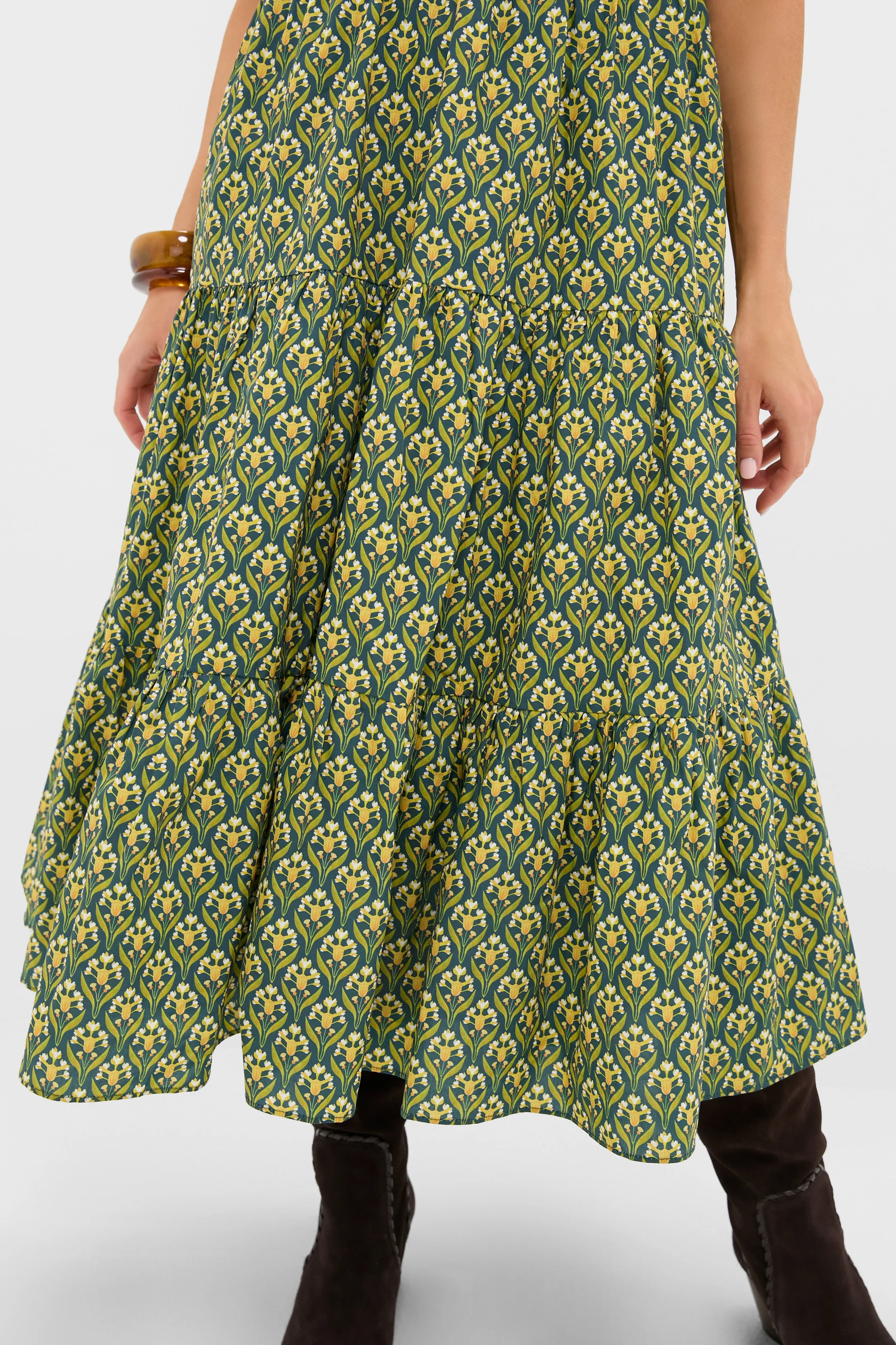 Forest Green Floral Bennett Midi Dress sold by Hyacinth House product image thumbnail 5