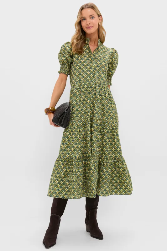 Forest Green Floral Bennett Midi Dress made by Hyacinth House