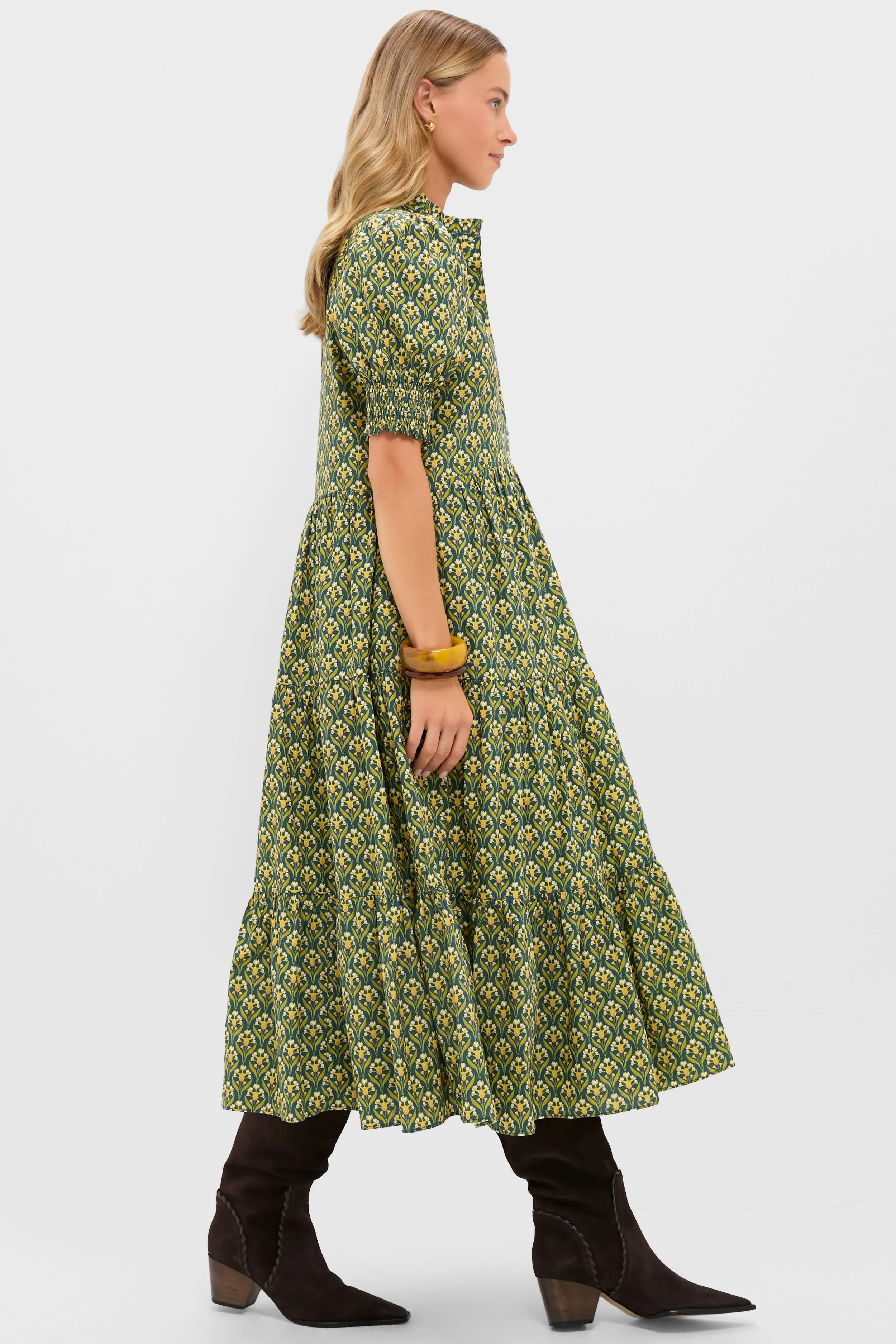 Forest Green Floral Bennett Midi Dress sold by Hyacinth House product image thumbnail 3