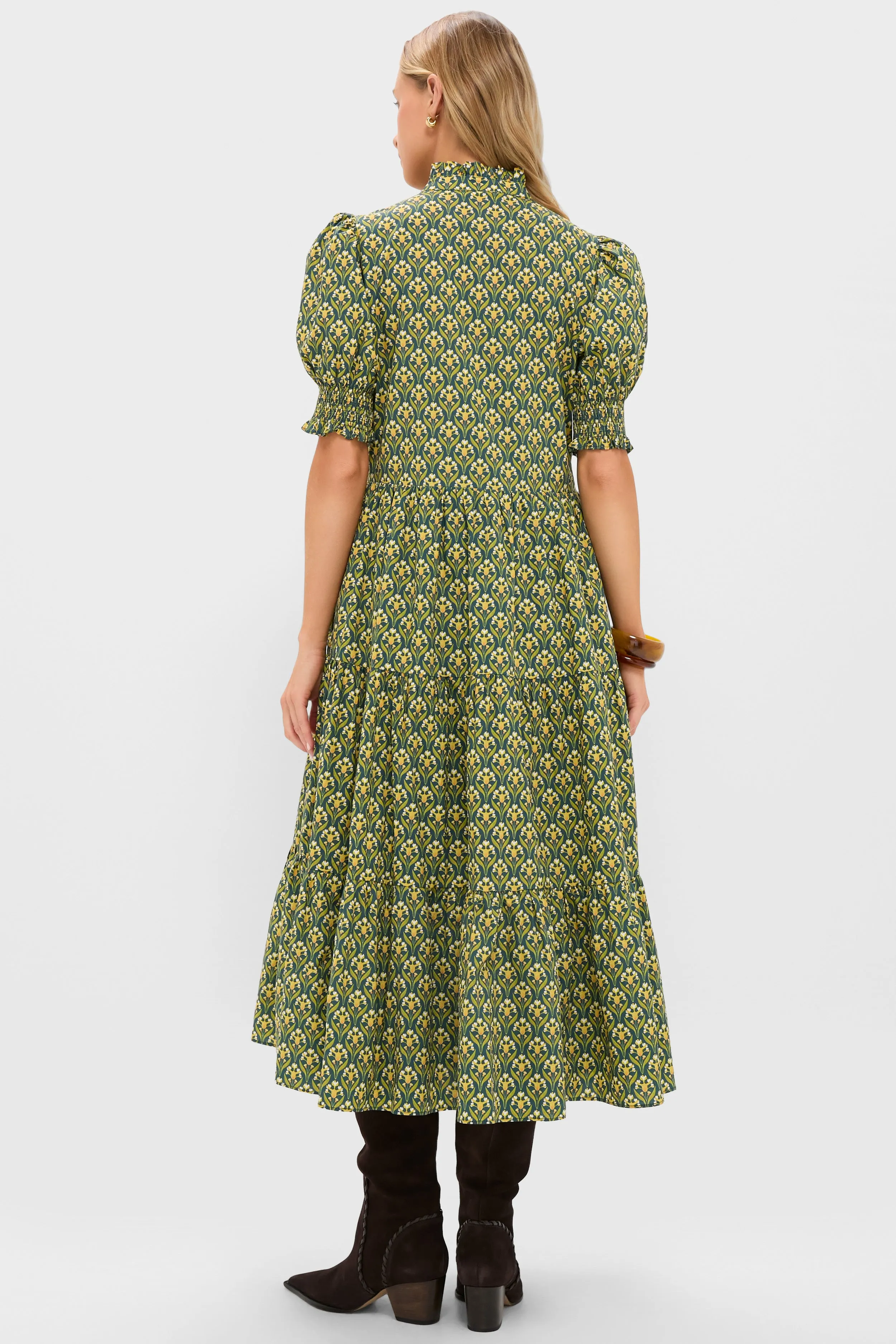 Forest Green Floral Bennett Midi Dress sold by Hyacinth House product image thumbnail 4