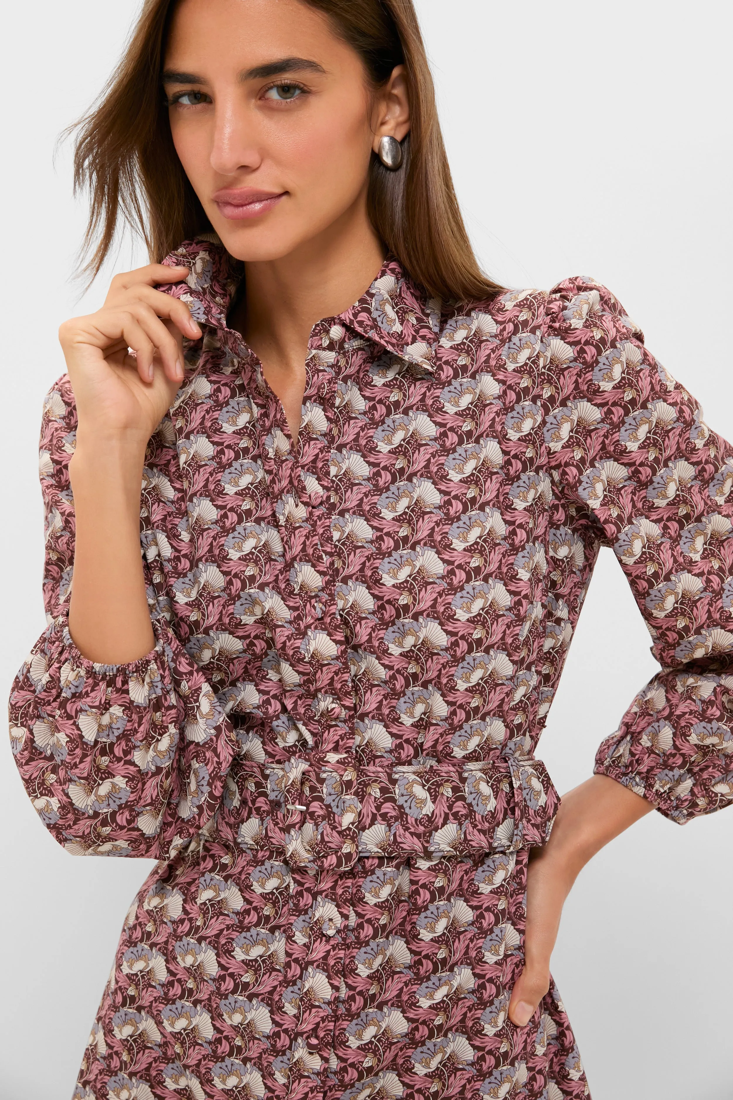 Plum & Dusty Blue Leafy Floral Kai Maxi Dress sold by Hyacinth House product image thumbnail 5