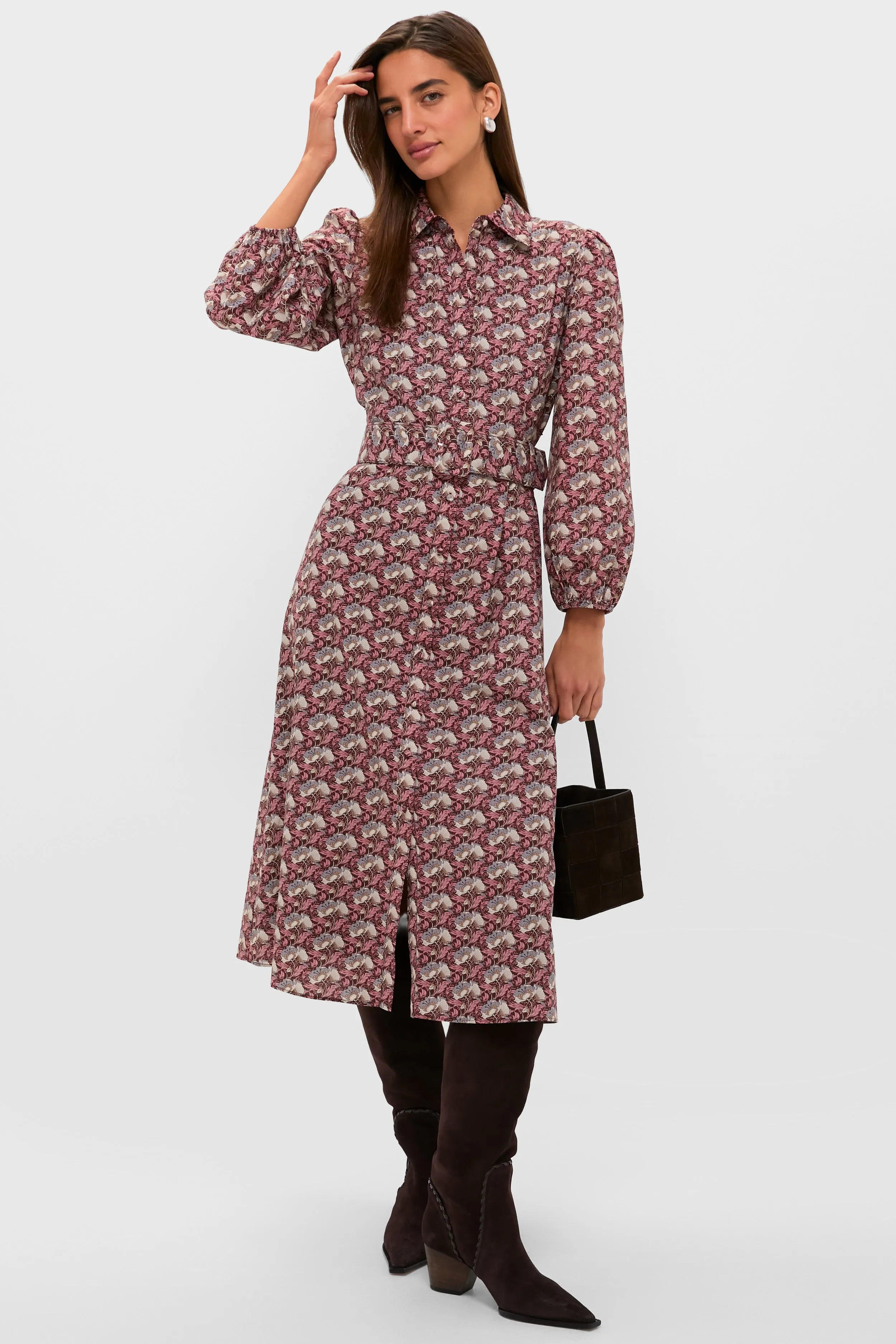 Plum & Dusty Blue Leafy Floral Kai Maxi Dress sold by Hyacinth House product image thumbnail 2