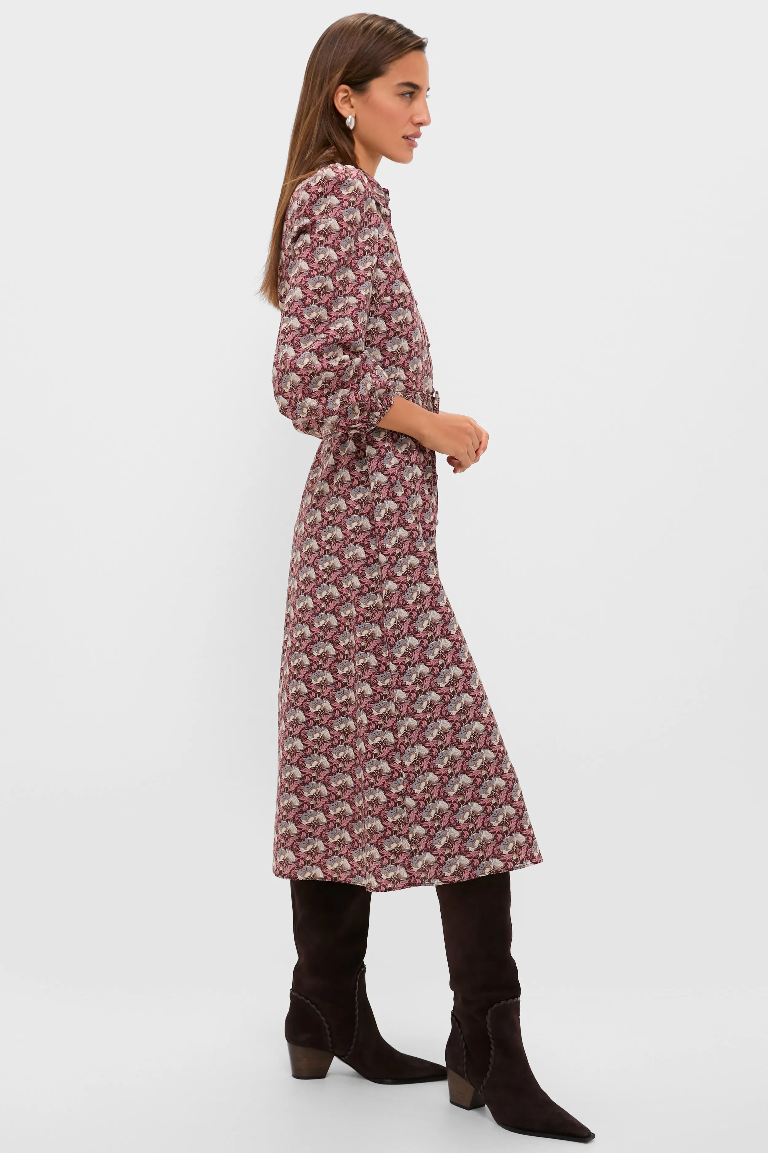 Plum & Dusty Blue Leafy Floral Kai Maxi Dress sold by Hyacinth House product image thumbnail 3