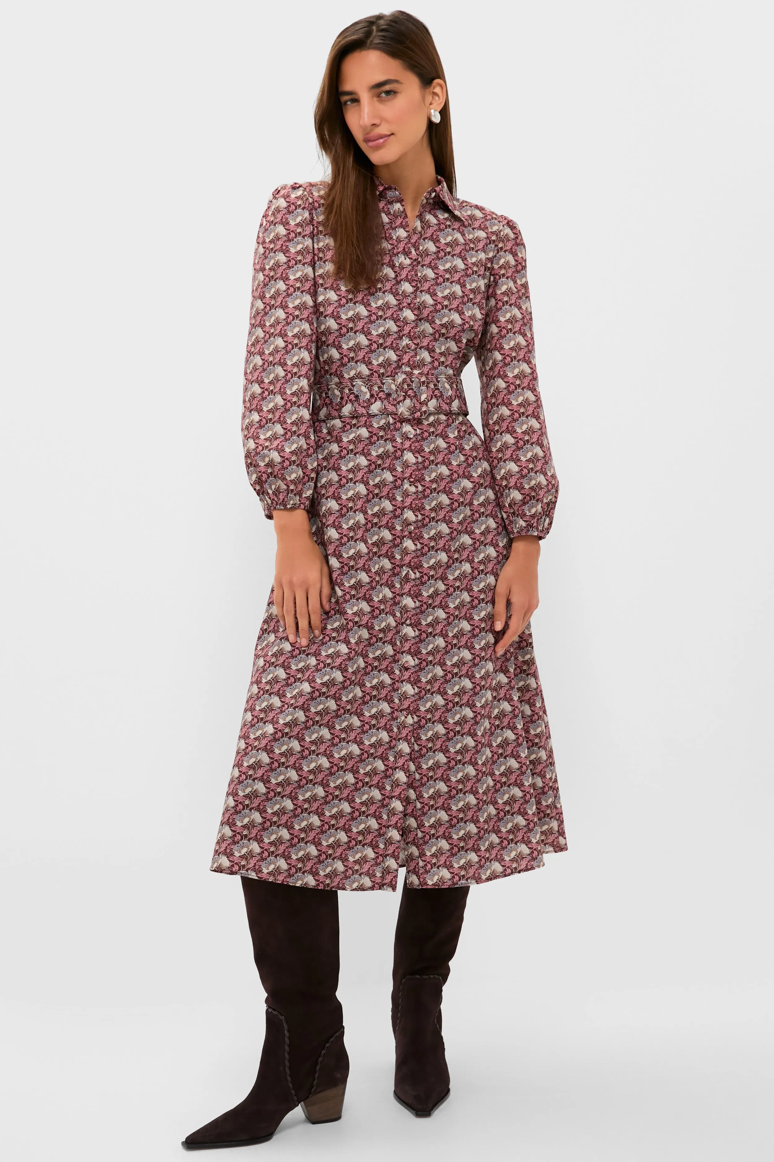 Plum & Dusty Blue Leafy Floral Kai Maxi Dress sold by Hyacinth House