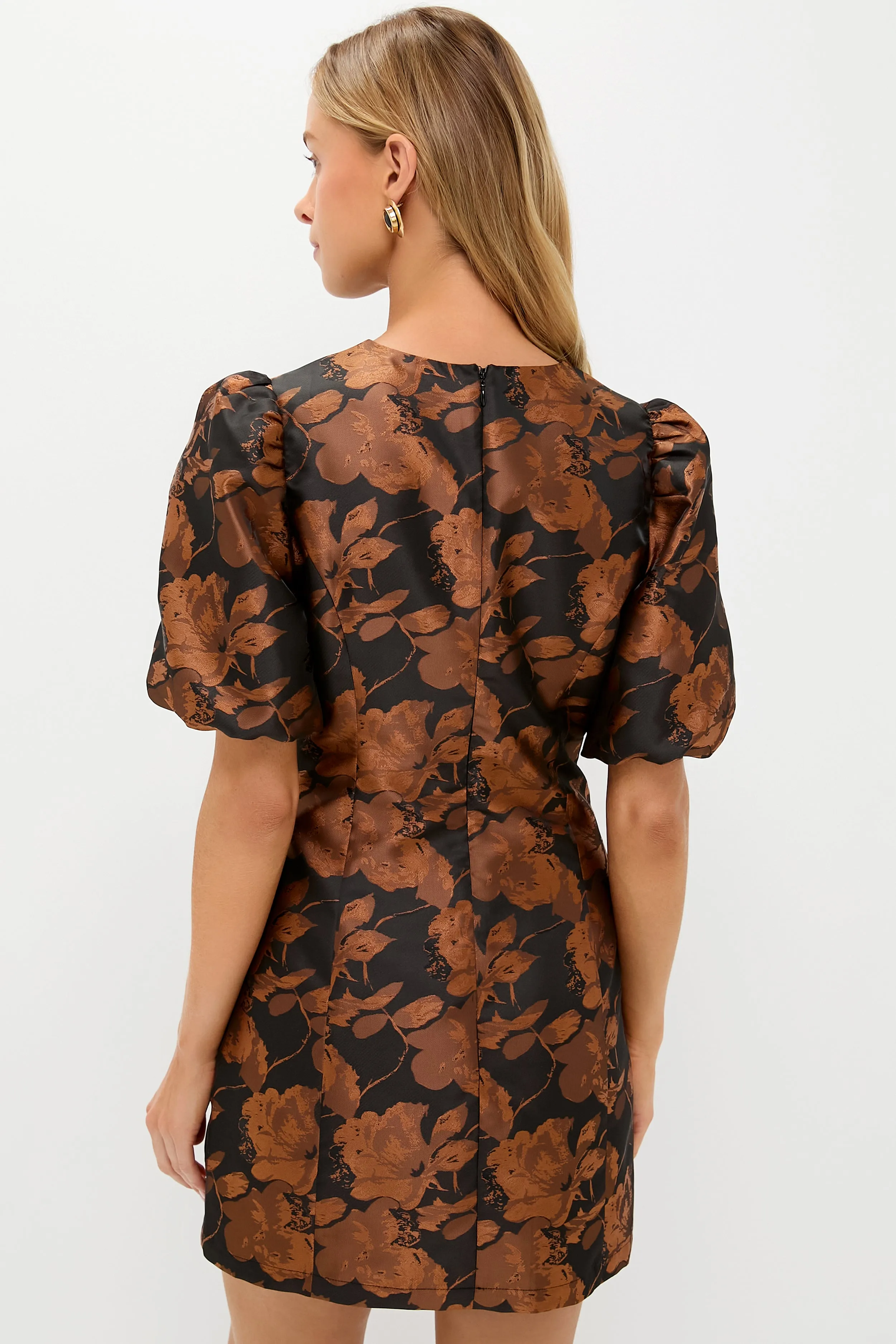 Black & Copper Floral Jacquard Minetta Mini Dress sold by Hyacinth House product image thumbnail 4
