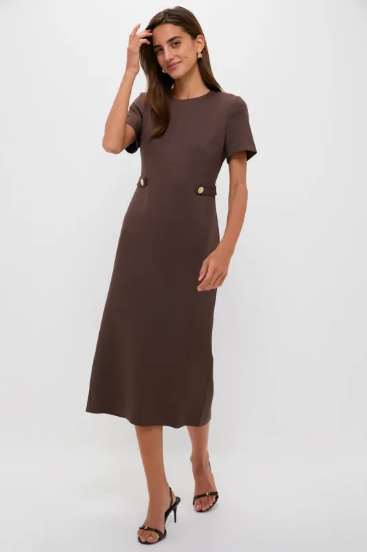 Chocolate Brown Zarah Midi Dress made by Hyacinth House