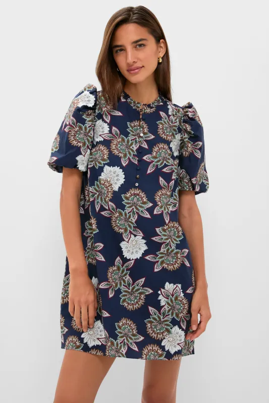 Navy Floral Mimi Mini Dress made by Hyacinth House