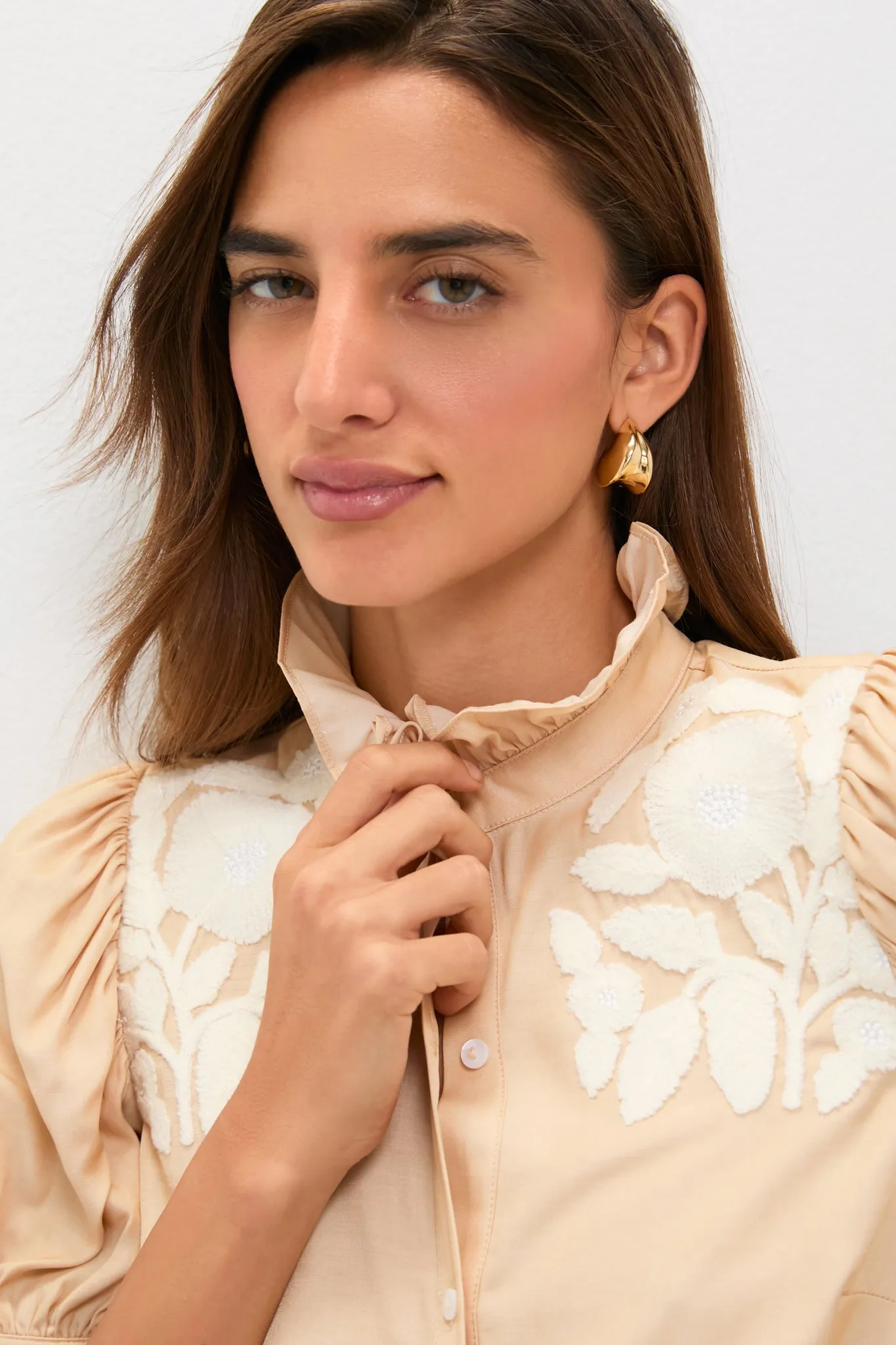 Tan & Cream Embroidery Louisa Blouse sold by Hyacinth House product image thumbnail 5