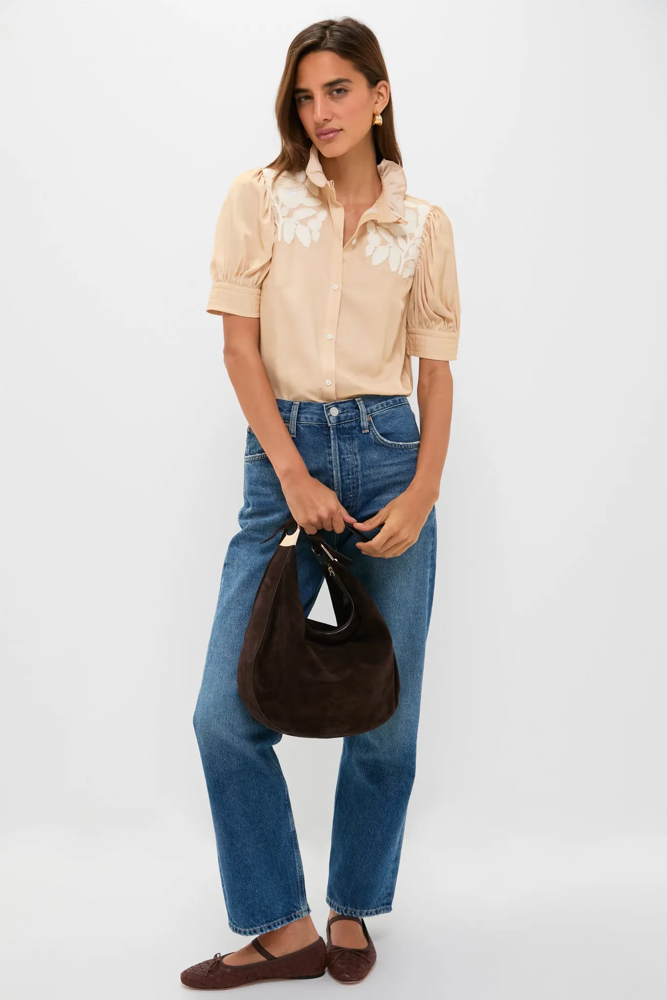 Tan & Cream Embroidery Louisa Blouse sold by Hyacinth House product image thumbnail 2