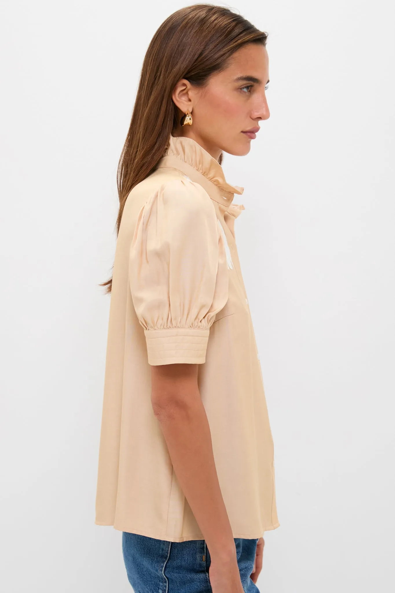 Tan & Cream Embroidery Louisa Blouse sold by Hyacinth House product image thumbnail 3