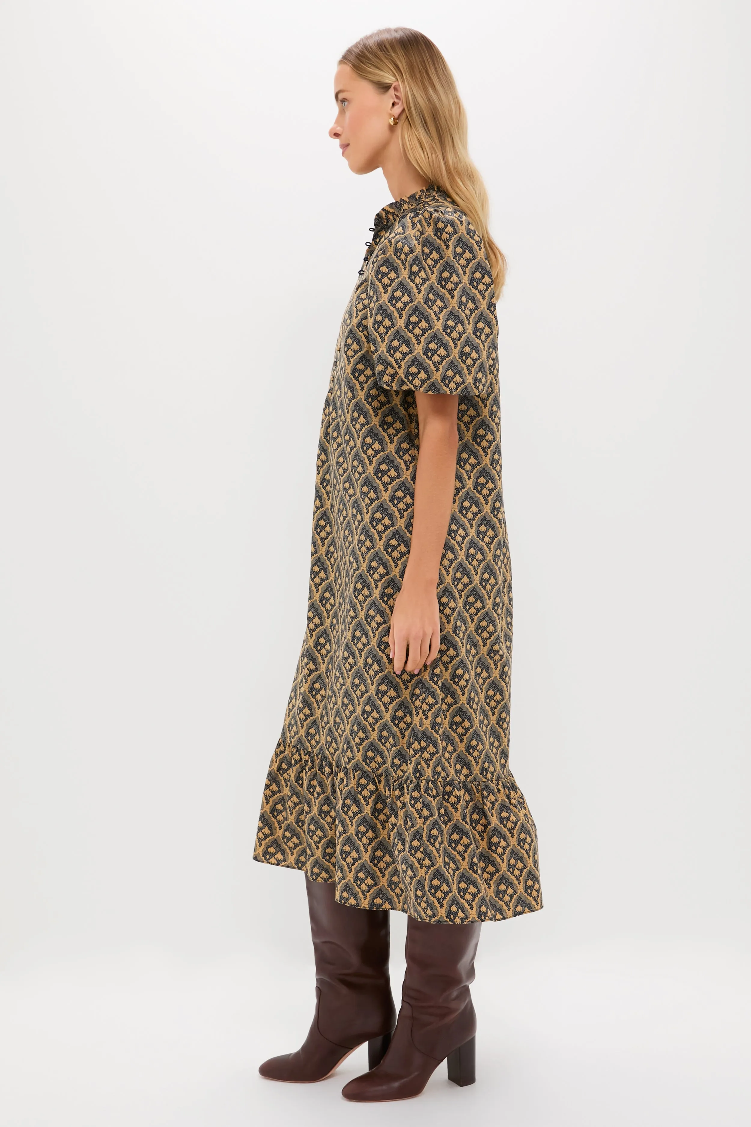 Navy & Tan Floral Mimi Midi Dress sold by Hyacinth House product image thumbnail 3