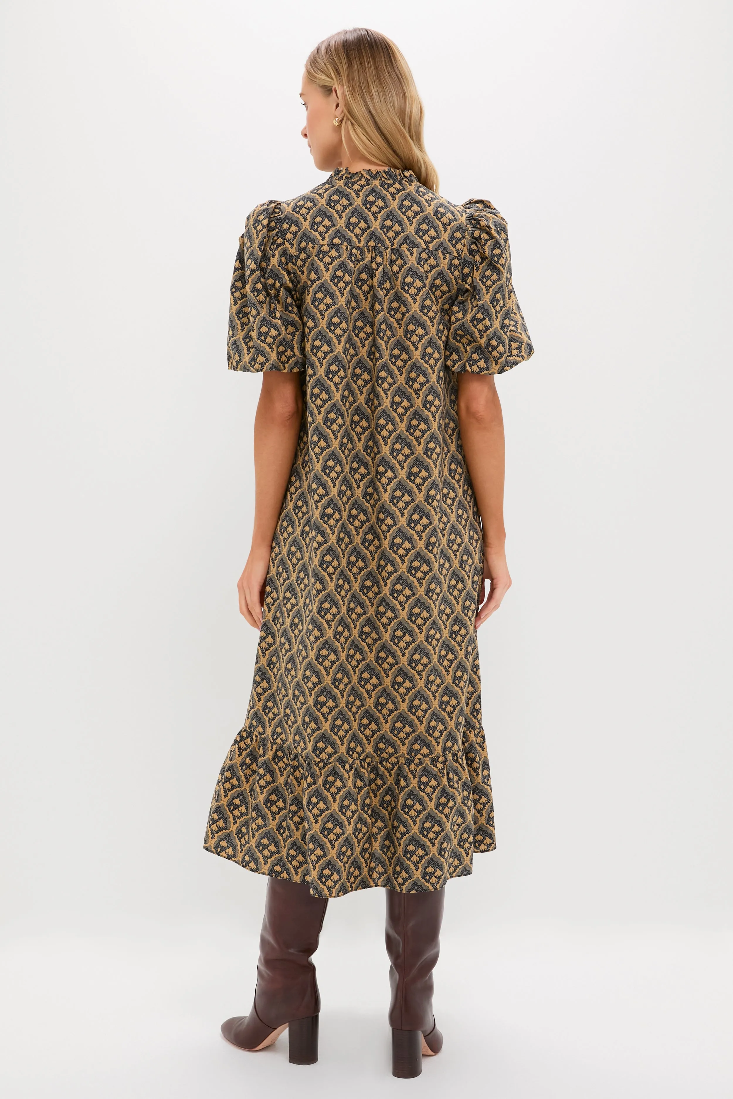 Navy & Tan Floral Mimi Midi Dress sold by Hyacinth House product image thumbnail 4