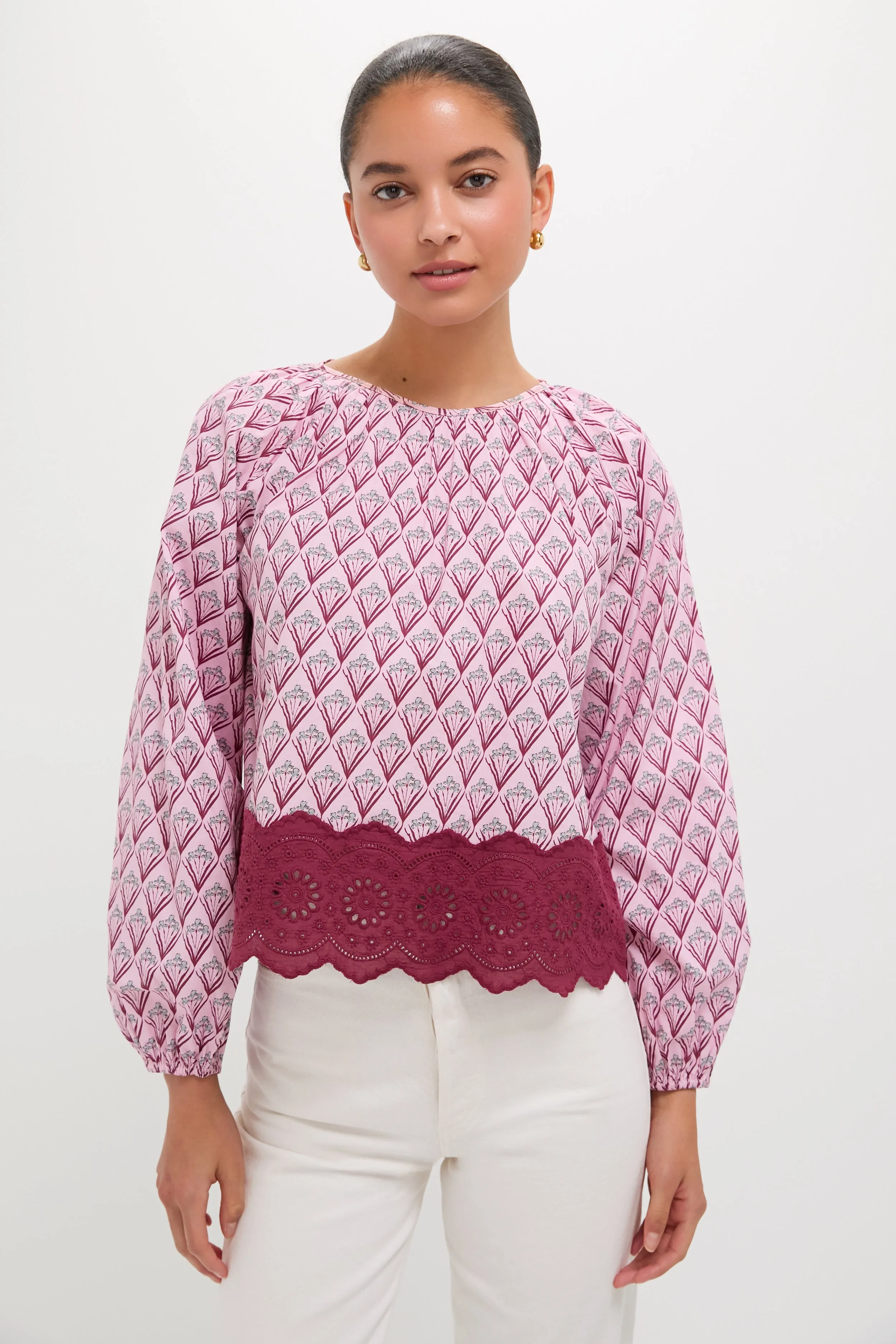 Blush Trellis Floral Marika Blouse sold by Hyacinth House