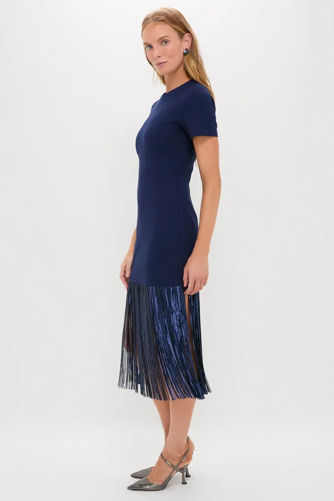 Navy Sequin Fringe Stevie Midi Dress sold by Hyacinth House product image thumbnail 3