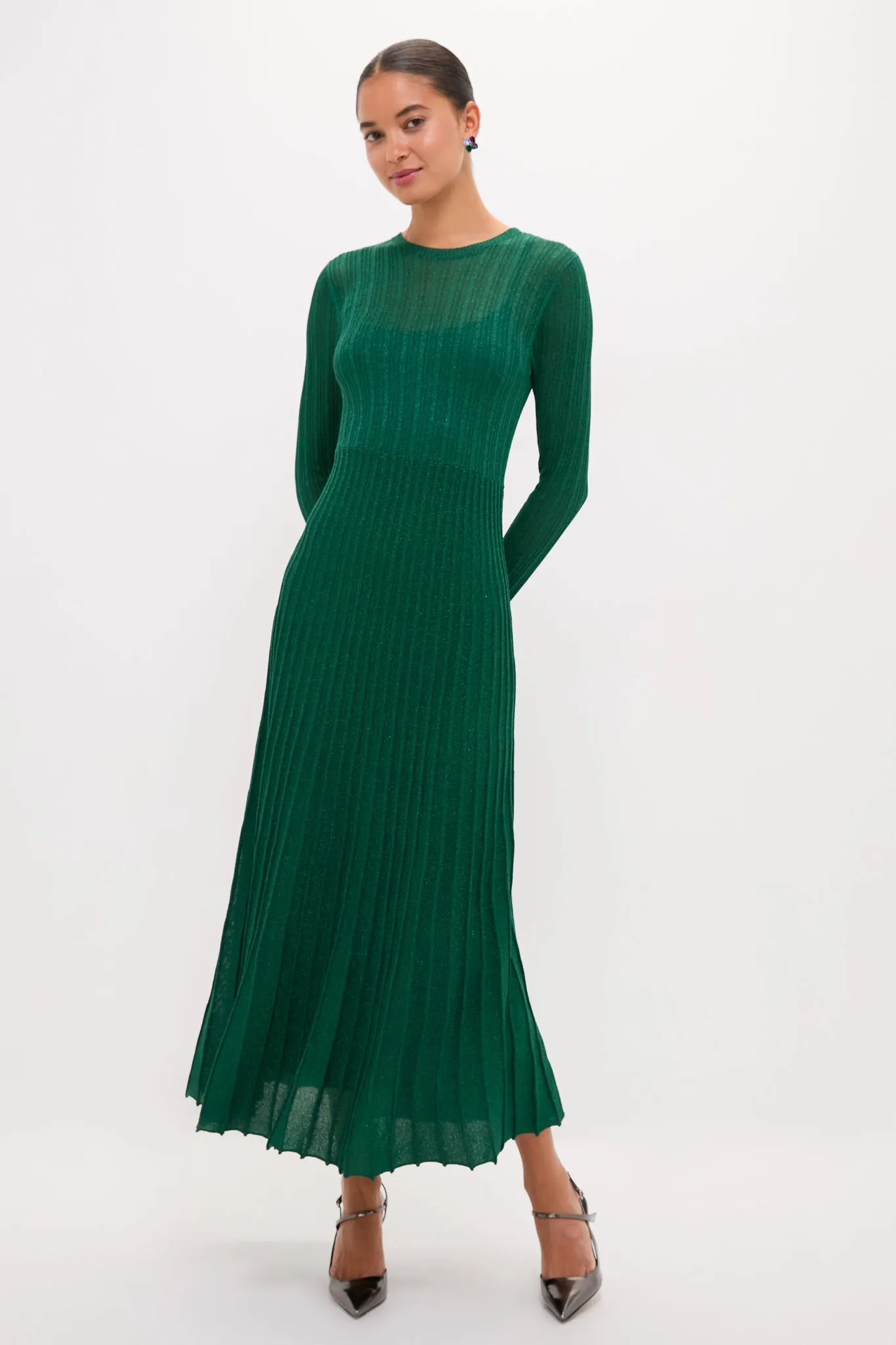 Green Shimmer Knit Cammie Maxi Dress sold by Hyacinth House product image thumbnail 3
