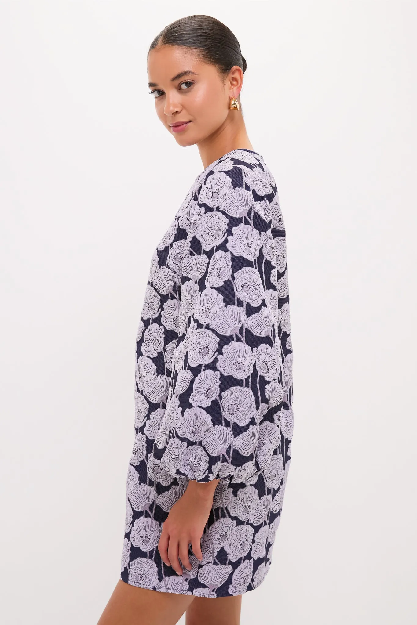Lilac & Navy Floral Jacquard Janie Mini Dress sold by Hyacinth House product image thumbnail 3
