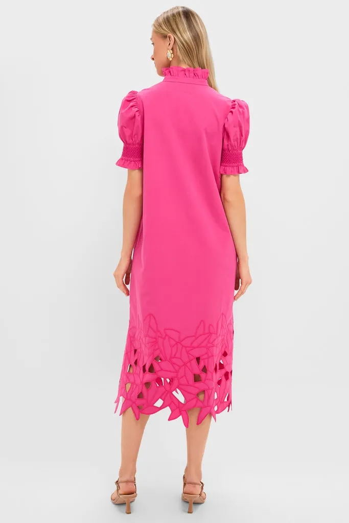 Hot Pink Embroidery Eliza Midi Dress sold by Hyacinth House product image thumbnail 5