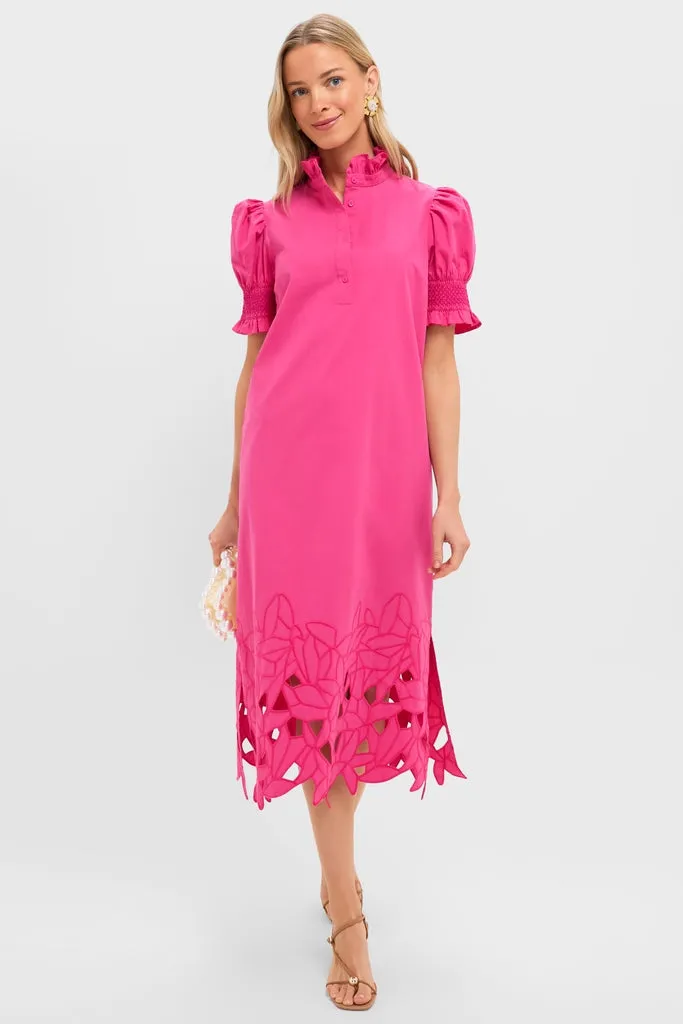 Hot Pink Embroidery Eliza Midi Dress sold by Hyacinth House product image thumbnail 3