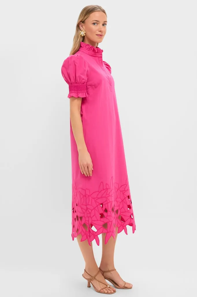 Hot Pink Embroidery Eliza Midi Dress sold by Hyacinth House product image thumbnail 4