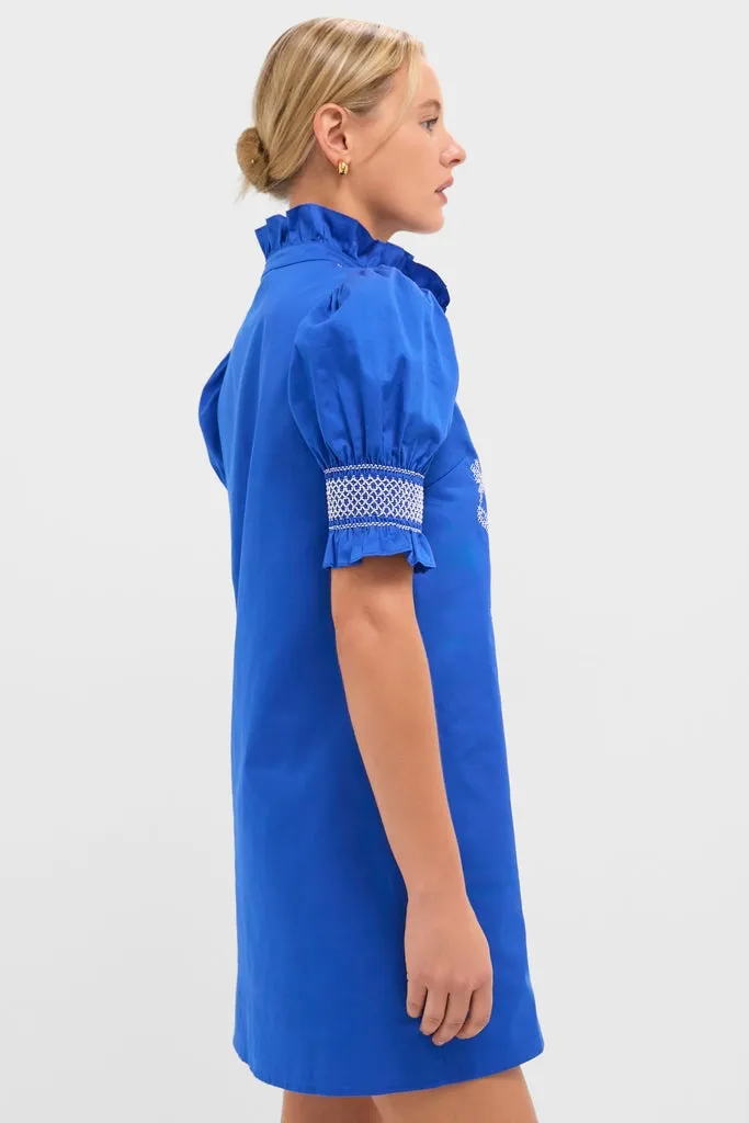 Royal Blue with White Embroidery Lou Lou Mini Dress sold by Hyacinth House product image thumbnail 3